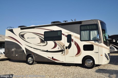 4-30-18 &lt;a href=&quot;http://www.mhsrv.com/thor-motor-coach/&quot;&gt;&lt;img src=&quot;http://www.mhsrv.com/images/sold-thor.jpg&quot; width=&quot;383&quot; height=&quot;141&quot; border=&quot;0&quot;&gt;&lt;/a&gt;  
MSRP $135,788. New 2018 Thor Motor Coach Hurricane 29M is approximately 30 feet 8 inches in length with a full wall slide, king bed, exterior TV, Ford Triton V-10 engine and automatic leveling jacks. New features for 2018 include updated d&#233;cor, thicker solid surface counters, raised bathroom vanity, flush covered glass stove top, LED running &amp; marker lights, pre-wired for solar charging, power driver seat and more. Optional equipment includes the beautiful partial paint HD-Max high gloss exterior, dual A/C, 50-amp service and 5.5KW generator. The Thor Motor Coach Hurricane RV also features a tinted one piece windshield, heated and enclosed underbelly, black tank flush, LED ceiling lighting, bedroom TV, power overhead loft, frameless windows, power patio awning with LED lighting, night shades, kitchen backsplash, refrigerator, microwave and much more. For more complete details on this unit and our entire inventory including brochures, window sticker, videos, photos, reviews &amp; testimonials as well as additional information about Motor Home Specialist and our manufacturers please visit us at MHSRV.com or call 800-335-6054. At Motor Home Specialist, we DO NOT charge any prep or orientation fees like you will find at other dealerships. All sale prices include a 200-point inspection, interior &amp; exterior wash, detail service and a fully automated high-pressure rain booth test and coach wash that is a standout service unlike that of any other in the industry. You will also receive a thorough coach orientation with an MHSRV technician, an RV Starter&#39;s kit, a night stay in our delivery park featuring landscaped and covered pads with full hook-ups and much more! Read Thousands upon Thousands of 5-Star Reviews at MHSRV.com and See What They Had to Say About Their Experience at Motor Home Specialist. WHY PAY MORE?... WHY SETTLE FOR LESS?