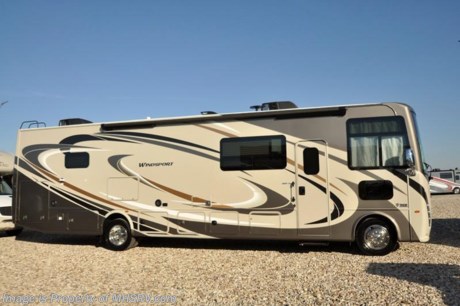 6-15-18 &lt;a href=&quot;http://www.mhsrv.com/thor-motor-coach/&quot;&gt;&lt;img src=&quot;http://www.mhsrv.com/images/sold-thor.jpg&quot; width=&quot;383&quot; height=&quot;141&quot; border=&quot;0&quot;&gt;&lt;/a&gt;  
MSRP $144,525. New 2018 Thor Motor Coach Windsport 34P is approximately 36 feet in length with 2 slides, king size bed, exterior TV, Ford Triton V-10 engine and automatic leveling jacks. New features for 2018 include the beautiful partial paint HD-Max high gloss exterior, updated d&#233;cor, thicker solid surface counters, raised bathroom vanity, flush covered glass stove top, LED running &amp; marker lights, pre-wired for solar charging, power driver seat and more. The Thor Motor Coach Windsport RV also features a tinted one piece windshield, heated and enclosed underbelly, black tank flush, LED ceiling lighting, bedroom TV, power overhead loft, frameless windows, power patio awning with LED lighting, night shades, kitchen backsplash, refrigerator, microwave and much more. For more complete details on this unit and our entire inventory including brochures, window sticker, videos, photos, reviews &amp; testimonials as well as additional information about Motor Home Specialist and our manufacturers please visit us at MHSRV.com or call 800-335-6054. At Motor Home Specialist, we DO NOT charge any prep or orientation fees like you will find at other dealerships. All sale prices include a 200-point inspection, interior &amp; exterior wash, detail service and a fully automated high-pressure rain booth test and coach wash that is a standout service unlike that of any other in the industry. You will also receive a thorough coach orientation with an MHSRV technician, an RV Starter&#39;s kit, a night stay in our delivery park featuring landscaped and covered pads with full hook-ups and much more! Read Thousands upon Thousands of 5-Star Reviews at MHSRV.com and See What They Had to Say About Their Experience at Motor Home Specialist. WHY PAY MORE?... WHY SETTLE FOR LESS?