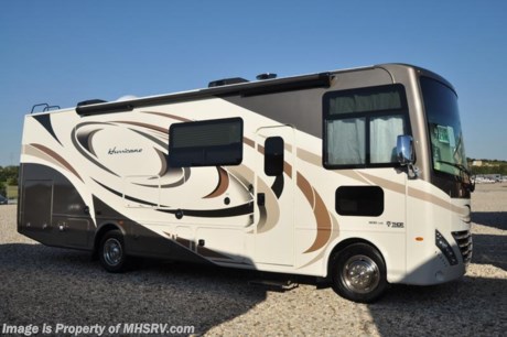 6-1-18 &lt;a href=&quot;http://www.mhsrv.com/thor-motor-coach/&quot;&gt;&lt;img src=&quot;http://www.mhsrv.com/images/sold-thor.jpg&quot; width=&quot;383&quot; height=&quot;141&quot; border=&quot;0&quot;&gt;&lt;/a&gt;  
MSRP $135,263. New 2018 Thor Motor Coach Hurricane 29M is approximately 30 feet 8 inches in length with a full wall slide, king bed, exterior TV, Ford Triton V-10 engine and automatic leveling jacks. New features for 2018 include updated d&#233;cor, thicker solid surface counters, raised bathroom vanity, flush covered glass stove top, LED running &amp; marker lights, pre-wired for solar charging, power driver seat and more. Optional equipment includes the beautiful partial paint HD-Max high gloss exterior, dual A/C, 50-amp service and 5.5KW generator. The Thor Motor Coach Hurricane RV also features a tinted one piece windshield, heated and enclosed underbelly, black tank flush, LED ceiling lighting, bedroom TV, power overhead loft, frameless windows, power patio awning with LED lighting, night shades, kitchen backsplash, refrigerator, microwave and much more. For more complete details on this unit and our entire inventory including brochures, window sticker, videos, photos, reviews &amp; testimonials as well as additional information about Motor Home Specialist and our manufacturers please visit us at MHSRV.com or call 800-335-6054. At Motor Home Specialist, we DO NOT charge any prep or orientation fees like you will find at other dealerships. All sale prices include a 200-point inspection, interior &amp; exterior wash, detail service and a fully automated high-pressure rain booth test and coach wash that is a standout service unlike that of any other in the industry. You will also receive a thorough coach orientation with an MHSRV technician, an RV Starter&#39;s kit, a night stay in our delivery park featuring landscaped and covered pads with full hook-ups and much more! Read Thousands upon Thousands of 5-Star Reviews at MHSRV.com and See What They Had to Say About Their Experience at Motor Home Specialist. WHY PAY MORE?... WHY SETTLE FOR LESS?