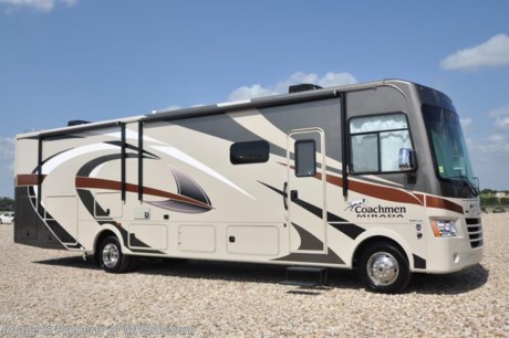 12-4-417 &lt;a href=&quot;http://www.mhsrv.com/coachmen-rv/&quot;&gt;&lt;img src=&quot;http://www.mhsrv.com/images/sold-coachmen.jpg&quot; width=&quot;383&quot; height=&quot;141&quot; border=&quot;0&quot; /&gt;&lt;/a&gt;   MSRP $147,991- New 2018 Coachmen Mirada Model 35KB. This RV measures approximately 36 feet 10 inches in length and features a king bed, hardwood cabinet doors and solid surface kitchen counter top. Additional options include exterior entertainment center, 32&quot; LCD galley overhead TV, dual 15K BTU A/Cs with heat pumps, power drop down loft, Stainless Steel Appliance Package and Travel Easy Roadside Assistance. A few standard features that help to set the Mirada apart include reclining/swivel pilot seats, solar privacy shades throughout, power windshield shade, flush mounted 3 burner range with oven, tile backsplash, glass door shower, Onan generator, automatic transfer switch for easy set-up, pass-thru storage, 3 camera monitoring system, automatic leveling jacks and much more. For more complete details on this unit and our entire inventory including brochures, window sticker, videos, photos, reviews &amp; testimonials as well as additional information about Motor Home Specialist and our manufacturers please visit us at MHSRV.com or call 800-335-6054. At Motor Home Specialist, we DO NOT charge any prep or orientation fees like you will find at other dealerships. All sale prices include a 200-point inspection, interior &amp; exterior wash, detail service and a fully automated high-pressure rain booth test and coach wash that is a standout service unlike that of any other in the industry. You will also receive a thorough coach orientation with an MHSRV technician, an RV Starter&#39;s kit, a night stay in our delivery park featuring landscaped and covered pads with full hook-ups and much more! Read Thousands upon Thousands of 5-Star Reviews at MHSRV.com and See What They Had to Say About Their Experience at Motor Home Specialist. WHY PAY MORE?... WHY SETTLE FOR LESS?