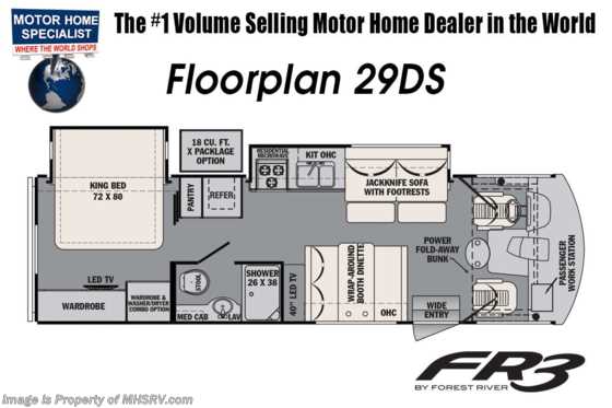 2018 Forest River FR3 29DS RV for Sale @ MHSRV.com W/ 2 A/C, 5.5KW Gen Floorplan