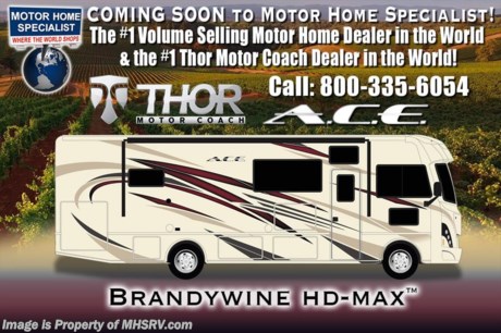 9-25-17 &lt;a href=&quot;http://www.mhsrv.com/thor-motor-coach/&quot;&gt;&lt;img src=&quot;http://www.mhsrv.com/images/sold-thor.jpg&quot; width=&quot;383&quot; height=&quot;141&quot; border=&quot;0&quot; /&gt;&lt;/a&gt; Visit MHSRV.com or Call 800-335-6054 for Sale Pricing on New Arrival 2018 Models and Blow-Out Sale Prices on All Remaining 2017&#39;s! Over $135 Million Dollars in Inventory. Fifteen Major Manufacturers Available. RVs from $19,999 to Over $2 Million and Every Price Point in between. No Games. No Gimmicks. Just Upfront &amp; Every Day Low Sale Prices &amp; Exceptional Service. Why Pay More? Why Settle For Less?
MSRP $125,143. New 2018 Thor Motor Coach A.C.E. Model 29.4 is approximately 30 feet 6 inches in length featuring 2 slides, king bed, modern decor updates, Ford V-10 engine, hydraulic leveling jacks, LED running &amp; marker lights and the beautiful HD-Max exterior. The A.C.E. is the class A &amp; C Evolution. It Combines many of the most popular features of a class A motor home and a class C motor home to make something truly unique to the RV industry. Options include the dual A/C, 5.5KW generator, 50-amp service and the removal of the exterior kitchen. The A.C.E. also features frameless windows, drop down overhead loft, bedroom TV, exterior entertainment center, attic fans, black tank flush, second auxiliary battery, power side mirrors with integrated side view cameras, a mud-room, roof ladder, generator, electric patio awning with integrated LED lights, AM/FM/CD, stainless steel wheel liners, hitch, valve stem extenders, refrigerator, microwave, water heater, one-piece windshield with &quot;20/20 vision&quot; front cap that helps eliminate heat and sunlight from getting into the drivers vision, cockpit mirrors, slide-out workstation in the dash, floor level cockpit window for better visibility while turning and a &quot;below floor&quot; furnace and water heater helping keep the noise to an absolute minimum and the exhaust away from the kids and pets.  For more complete details on this unit including brochures, window sticker, videos, photos, reviews &amp; testimonials as well as additional information about Motor Home Specialist and our manufacturers please visit us at MHSRV.com or call 800-335-6054. At Motor Home Specialist we DO NOT charge any prep or orientation fees like you will find at other dealerships. All sale prices include a 200 point inspection, interior &amp; exterior wash, detail service and the only dealer performed and fully automated high pressure rain booth test in the industry. You will also receive a thorough coach orientation with an MHSRV technician, an RV Starter&#39;s kit, a night stay in our delivery park featuring landscaped and covered pads with full hook-ups and much more! Read Thousands of Testimonials at MHSRV.com and See What They Had to Say About Their Experience at Motor Home Specialist. WHY PAY MORE?... WHY SETTLE FOR LESS?