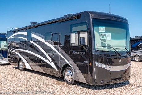 7/13/19 &lt;a href=&quot;http://www.mhsrv.com/thor-motor-coach/&quot;&gt;&lt;img src=&quot;http://www.mhsrv.com/images/sold-thor.jpg&quot; width=&quot;383&quot; height=&quot;141&quot; border=&quot;0&quot;&gt;&lt;/a&gt;   MSRP $247,350. The New 2019 Thor Motor Coach Palazzo Diesel Pusher Model 36.3 bath &amp; &#189; is approximately 37 feet 7 inches in length and features 2 slide-out rooms, king Tilt-A-View bed, 340 HP Cummins diesel engine with 700 lbs. of torque and a Freightliner XC chassis. New features for 2019 include new front &amp; rear caps with lighted Thor emblem on the front hood, upgraded furniture throughout, Bluetooth soundbar &amp; large LED TX in the exterior entertainment center, induction cooktop, touchscreen multiplex control system with smartphone app, Winegard ConnecT 4G/Wi-Fi system, 360 Siphon Vent cap and metal adjustable shelving hardware throughout. The Palazzo also features a Carefree Latitude legless awning with Fixguard weather wrap, invisible front paint protection &amp; front electric drop-down overhead loft, 6,000 Onan diesel generator with AGS, solid surface counters, power driver&#39;s seat, inverter, residential refrigerator, solid surface countertops, (2) ducted roof A/C units, 3-camera monitoring system, one piece windshield, fiberglass storage compartments, fully automatic hydraulic leveling system, automatic entry step and much more. For more complete details on this unit and our entire inventory including brochures, window sticker, videos, photos, reviews &amp; testimonials as well as additional information about Motor Home Specialist and our manufacturers please visit us at MHSRV.com or call 800-335-6054. At Motor Home Specialist, we DO NOT charge any prep or orientation fees like you will find at other dealerships. All sale prices include a 200-point inspection, interior &amp; exterior wash, detail service and a fully automated high-pressure rain booth test and coach wash that is a standout service unlike that of any other in the industry. You will also receive a thorough coach orientation with an MHSRV technician, an RV Starter&#39;s kit, a night stay in our delivery park featuring landscaped and covered pads with full hook-ups and much more! Read Thousands upon Thousands of 5-Star Reviews at MHSRV.com and See What They Had to Say About Their Experience at Motor Home Specialist. WHY PAY MORE?... WHY SETTLE FOR LESS?
