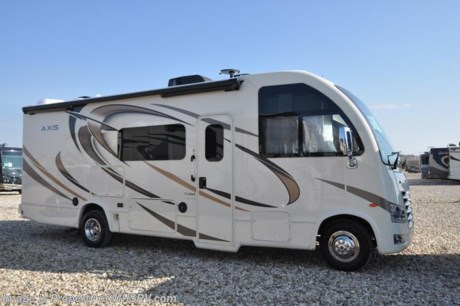 12-10-18 &lt;a href=&quot;http://www.mhsrv.com/thor-motor-coach/&quot;&gt;&lt;img src=&quot;http://www.mhsrv.com/images/sold-thor.jpg&quot; width=&quot;383&quot; height=&quot;141&quot; border=&quot;0&quot;&gt;&lt;/a&gt;  
MSRP $112,433. Thor Motor Coach has done it again with the world&#39;s first RUV! (Recreational Utility Vehicle) Check out the New 2018 Thor Motor Coach Axis RUV Model 25.3 with slide-out room. The Axis combines Style, Function, Affordability &amp; Innovation like no other RV available in the industry today! It is powered by a Ford Triton V-10 engine and is approximately 26 feet 6 inches in length. Taking superior drivability even one step further, the Axis will also feature something normally only found in a high-end luxury diesel pusher motor coach... an Independent Front Suspension system! With a style all its own the Axis will provide superior handling and fuel economy and appeal to couples &amp; family RVers as well. You will also find another full size power drop down loft above the cockpit, spacious living room and even pass-through exterior storage. Optional equipment includes the HD-Max colored sidewalls and holding tanks with heat pads. New features for 2018 include euro-style cabinet doors with soft close hidden hinges, numerous d&#233;cor updates, attic fan with vent cover mad standard, 15K BTU A/C, larger galley windows, 2 burner gas cooktop, below counter convection microwave, stainless steel galley sink, bathroom vanity heights raised, LED accent lighting throughout, roller shades, new front cap, armless awning, LED running lights and many more. You will also be pleased to find a host of feature appointments that include tinted and frameless windows, power patio awning with LED lights, living room TV, LED ceiling lights, Onan generator, water heater, power and heated mirrors with integrated side-view cameras, back-up camera, 8,000 lb. trailer hitch, spacious cockpit design with unparalleled visibility as well as a fold out map/laptop table and an additional cab table that can easily be stored when traveling.  For more complete details on this unit and our entire inventory including brochures, window sticker, videos, photos, reviews &amp; testimonials as well as additional information about Motor Home Specialist and our manufacturers please visit us at MHSRV.com or call 800-335-6054. At Motor Home Specialist, we DO NOT charge any prep or orientation fees like you will find at other dealerships. All sale prices include a 200-point inspection, interior &amp; exterior wash, detail service and a fully automated high-pressure rain booth test and coach wash that is a standout service unlike that of any other in the industry. You will also receive a thorough coach orientation with an MHSRV technician, an RV Starter&#39;s kit, a night stay in our delivery park featuring landscaped and covered pads with full hook-ups and much more! Read Thousands upon Thousands of 5-Star Reviews at MHSRV.com and See What They Had to Say About Their Experience at Motor Home Specialist. WHY PAY MORE?... WHY SETTLE FOR LESS?