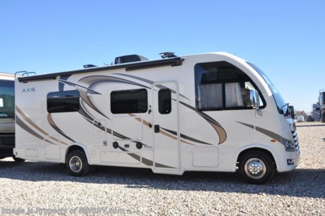 4-13-18 &lt;a href=&quot;http://www.mhsrv.com/thor-motor-coach/&quot;&gt;&lt;img src=&quot;http://www.mhsrv.com/images/sold-thor.jpg&quot; width=&quot;383&quot; height=&quot;141&quot; border=&quot;0&quot;&gt;&lt;/a&gt; 
MSRP 114,533. Thor Motor Coach has done it again with the world&#39;s first RUV! (Recreational Utility Vehicle) Check out the New 2018 Thor Motor Coach Axis RUV Model 25.5 with slide-out room and two beds that convert to a king bed! The Axis combines Style, Function, Affordability &amp; Innovation like no other RV available in the industry today! It is powered by a Ford Triton V-10 engine and is approximately 27 feet in length. Taking superior drivability even one step further, the Axis will also feature something normally only found in a high-end luxury diesel pusher motor coach... an Independent Front Suspension system! With a style all its own the Axis will provide superior handling and fuel economy and appeal to couples &amp; family RVers as well. You will also find another full size power drop down loft above the cockpit, spacious living room and even pass-through exterior storage. Optional equipment includes the HD-Max colored sidewalls and holding tanks with heat pads. New features for 2018 include euro-style cabinet doors with soft close hidden hinges, numerous d&#233;cor updates, attic fan with vent cover mad standard, 15K BTU A/C, larger galley windows, 2 burner gas cooktop, below counter convection microwave, stainless steel galley sink, bathroom vanity heights raised, LED accent lighting throughout, roller shades, new front cap, armless awning, LED running lights and many more. You will also be pleased to find a host of feature appointments that include tinted and frameless windows, power patio awning with LED lights, living room TV, LED ceiling lights, Onan generator, water heater, power and heated mirrors with integrated side-view cameras, back-up camera, 8,000 lb. trailer hitch, spacious cockpit design with unparalleled visibility as well as a fold out map/laptop table and an additional cab table that can easily be stored when traveling.  For more complete details on this unit and our entire inventory including brochures, window sticker, videos, photos, reviews &amp; testimonials as well as additional information about Motor Home Specialist and our manufacturers please visit us at MHSRV.com or call 800-335-6054. At Motor Home Specialist, we DO NOT charge any prep or orientation fees like you will find at other dealerships. All sale prices include a 200-point inspection, interior &amp; exterior wash, detail service and a fully automated high-pressure rain booth test and coach wash that is a standout service unlike that of any other in the industry. You will also receive a thorough coach orientation with an MHSRV technician, an RV Starter&#39;s kit, a night stay in our delivery park featuring landscaped and covered pads with full hook-ups and much more! Read Thousands upon Thousands of 5-Star Reviews at MHSRV.com and See What They Had to Say About Their Experience at Motor Home Specialist. WHY PAY MORE?... WHY SETTLE FOR LESS?