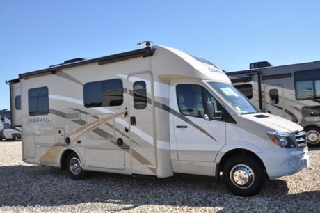 8-20-18 &lt;a href=&quot;http://www.mhsrv.com/thor-motor-coach/&quot;&gt;&lt;img src=&quot;http://www.mhsrv.com/images/sold-thor.jpg&quot; width=&quot;383&quot; height=&quot;141&quot; border=&quot;0&quot;&gt;&lt;/a&gt;    MSRP $124,718. All New 2018 Thor Compass RUV Model 24TX with (2) slides! If you&#39;re searching for the best in small RV&#39;s, then you&#39;re sure to love the Thor Compass. It is powered by a 3.0L I-5 V6 engine and built on the Mercedes-Benz Sprinter chassis measuring approximately 24 feet 11 inches in length. Optional equipment includes the HD-Max colored sidewalls and graphics, A/C with heat pump and 3.2KW Onan diesel generator. You will also be pleased to find a host of feature appointments that include a tankless water heater, refrigerator with stainless steel door insert, exterior entertainment center, one piece front cap with built in skylight, dash applique, swivel driver and passenger chair, dash CD player with navigation, euro-style cabinet doors with soft close hidden hinges as well as exterior &amp; interior LED lighting. For more complete details on this unit and our entire inventory including brochures, window sticker, videos, photos, reviews &amp; testimonials as well as additional information about Motor Home Specialist and our manufacturers please visit us at MHSRV.com or call 800-335-6054. At Motor Home Specialist, we DO NOT charge any prep or orientation fees like you will find at other dealerships. All sale prices include a 200-point inspection, interior &amp; exterior wash, detail service and a fully automated high-pressure rain booth test and coach wash that is a standout service unlike that of any other in the industry. You will also receive a thorough coach orientation with an MHSRV technician, an RV Starter&#39;s kit, a night stay in our delivery park featuring landscaped and covered pads with full hook-ups and much more! Read Thousands upon Thousands of 5-Star Reviews at MHSRV.com and See What They Had to Say About Their Experience at Motor Home Specialist. WHY PAY MORE?... WHY SETTLE FOR LESS?