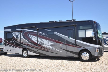 4-30-18 &lt;a href=&quot;http://www.mhsrv.com/thor-motor-coach/&quot;&gt;&lt;img src=&quot;http://www.mhsrv.com/images/sold-thor.jpg&quot; width=&quot;383&quot; height=&quot;141&quot; border=&quot;0&quot;&gt;&lt;/a&gt;  MSRP $200,626.  New 2018 Thor Motor Coach Outlaw Toy Hauler model 37RB is approximately 38 feet 9 inches in length with 2 slide-out rooms, Ford 26-Series chassis with Triton V-10 engine, frameless windows, high polished aluminum wheels, residential refrigerator, electric rear patio awning, , bug screen curtain in the garage, roller shades on the driver &amp; passenger windows, as well as drop down ramp door with spring assist &amp; railing for patio use.  Options include the beautiful full body paint exterior, 2 opposing leatherette sofas in the garage and frameless dual pane windows. The Outlaw toy hauler RV has an incredible list of standard features including beautiful wood &amp; interior decor packages,  auxiliary fuel filling station with separate tank, performance headlights, &quot;Anti-Gravity&quot; rear ramp doors with key activated release, Morryde Snap-In patio rail system, LED TVs including an exterior entertainment center, (3) A/C units, Bluetooth enable coach radio system with exterior speakers, power patio awing with integrated LED lighting, dual side entrance doors, 1-piece windshield, a 5500 Onan generator, 3 camera monitoring system, automatic leveling system, Soft Touch leather furniture, day/night shades and much more. For more complete details on this unit and our entire inventory including brochures, window sticker, videos, photos, reviews &amp; testimonials as well as additional information about Motor Home Specialist and our manufacturers please visit us at MHSRV.com or call 800-335-6054. At Motor Home Specialist, we DO NOT charge any prep or orientation fees like you will find at other dealerships. All sale prices include a 200-point inspection, interior &amp; exterior wash, detail service and a fully automated high-pressure rain booth test and coach wash that is a standout service unlike that of any other in the industry. You will also receive a thorough coach orientation with an MHSRV technician, an RV Starter&#39;s kit, a night stay in our delivery park featuring landscaped and covered pads with full hook-ups and much more! Read Thousands upon Thousands of 5-Star Reviews at MHSRV.com and See What They Had to Say About Their Experience at Motor Home Specialist. WHY PAY MORE?... WHY SETTLE FOR LESS?