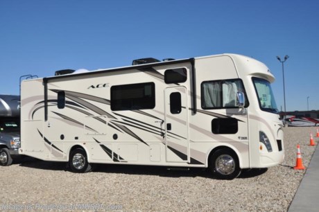 11-12-18 &lt;a href=&quot;http://www.mhsrv.com/thor-motor-coach/&quot;&gt;&lt;img src=&quot;http://www.mhsrv.com/images/sold-thor.jpg&quot; width=&quot;383&quot; height=&quot;141&quot; border=&quot;0&quot;&gt;&lt;/a&gt;    
MSRP $126,368. New 2018 Thor Motor Coach A.C.E. Model 29.3 is approximately 29 feet 9 inches in length featuring a full wall slide, modern decor updates, Ford V-10 engine, hydraulic leveling jacks, LED running &amp; marker lights and the beautiful HD-Max exterior. The A.C.E. is the class A &amp; C Evolution. It Combines many of the most popular features of a class A motor home and a class C motor home to make something truly unique to the RV industry. Options include the dual A/C, 5.5KW generator and 50-amp service. The A.C.E. also features frameless windows, drop down overhead loft, bedroom TV, exterior entertainment center, attic fans, black tank flush, second auxiliary battery, power side mirrors with integrated side view cameras, a mud-room, roof ladder, generator, electric patio awning with integrated LED lights, AM/FM/CD, stainless steel wheel liners, hitch, valve stem extenders, refrigerator, microwave, water heater, one-piece windshield with &quot;20/20 vision&quot; front cap that helps eliminate heat and sunlight from getting into the drivers vision, cockpit mirrors, slide-out workstation in the dash, floor level cockpit window for better visibility while turning and a &quot;below floor&quot; furnace and water heater helping keep the noise to an absolute minimum and the exhaust away from the kids and pets.  For more complete details on this unit and our entire inventory including brochures, window sticker, videos, photos, reviews &amp; testimonials as well as additional information about Motor Home Specialist and our manufacturers please visit us at MHSRV.com or call 800-335-6054. At Motor Home Specialist, we DO NOT charge any prep or orientation fees like you will find at other dealerships. All sale prices include a 200-point inspection, interior &amp; exterior wash, detail service and a fully automated high-pressure rain booth test and coach wash that is a standout service unlike that of any other in the industry. You will also receive a thorough coach orientation with an MHSRV technician, an RV Starter&#39;s kit, a night stay in our delivery park featuring landscaped and covered pads with full hook-ups and much more! Read Thousands upon Thousands of 5-Star Reviews at MHSRV.com and See What They Had to Say About Their Experience at Motor Home Specialist. WHY PAY MORE?... WHY SETTLE FOR LESS?