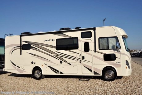  9-4-18 &lt;a href=&quot;http://www.mhsrv.com/thor-motor-coach/&quot;&gt;&lt;img src=&quot;http://www.mhsrv.com/images/sold-thor.jpg&quot; width=&quot;383&quot; height=&quot;141&quot; border=&quot;0&quot;&gt;&lt;/a&gt;  
MSRP $125,393. New 2018 Thor Motor Coach A.C.E. Model 29.4 is approximately 30 feet 6 inches in length featuring 2 slides, king bed, modern decor updates, Ford V-10 engine, hydraulic leveling jacks, LED running &amp; marker lights and the beautiful HD-Max exterior. The A.C.E. is the class A &amp; C Evolution. It Combines many of the most popular features of a class A motor home and a class C motor home to make something truly unique to the RV industry. Options include the dual A/C, 5.5KW generator and 50-amp service. The A.C.E. also features frameless windows, drop down overhead loft, bedroom TV, exterior entertainment center, attic fans, black tank flush, second auxiliary battery, power side mirrors with integrated side view cameras, a mud-room, roof ladder, generator, electric patio awning with integrated LED lights, AM/FM/CD, stainless steel wheel liners, hitch, valve stem extenders, refrigerator, microwave, water heater, one-piece windshield with &quot;20/20 vision&quot; front cap that helps eliminate heat and sunlight from getting into the drivers vision, cockpit mirrors, slide-out workstation in the dash, floor level cockpit window for better visibility while turning and a &quot;below floor&quot; furnace and water heater helping keep the noise to an absolute minimum and the exhaust away from the kids and pets.  For more complete details on this unit and our entire inventory including brochures, window sticker, videos, photos, reviews &amp; testimonials as well as additional information about Motor Home Specialist and our manufacturers please visit us at MHSRV.com or call 800-335-6054. At Motor Home Specialist, we DO NOT charge any prep or orientation fees like you will find at other dealerships. All sale prices include a 200-point inspection, interior &amp; exterior wash, detail service and a fully automated high-pressure rain booth test and coach wash that is a standout service unlike that of any other in the industry. You will also receive a thorough coach orientation with an MHSRV technician, an RV Starter&#39;s kit, a night stay in our delivery park featuring landscaped and covered pads with full hook-ups and much more! Read Thousands upon Thousands of 5-Star Reviews at MHSRV.com and See What They Had to Say About Their Experience at Motor Home Specialist. WHY PAY MORE?... WHY SETTLE FOR LESS?