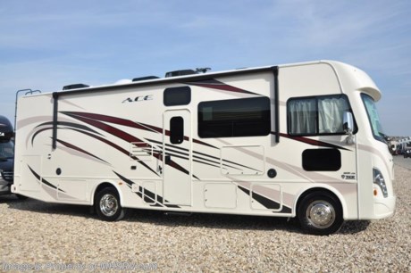 8-6-18 &lt;a href=&quot;http://www.mhsrv.com/thor-motor-coach/&quot;&gt;&lt;img src=&quot;http://www.mhsrv.com/images/sold-thor.jpg&quot; width=&quot;383&quot; height=&quot;141&quot; border=&quot;0&quot;&gt;&lt;/a&gt;  
MSRP $126,143. New 2018 Thor Motor Coach A.C.E. Model 30.2 is approximately 31 feet 6 inches in length featuring a full wall slide, bunk beds, modern decor updates, Ford V-10 engine, hydraulic leveling jacks, LED running &amp; marker lights and the beautiful HD-Max exterior. The A.C.E. is the class A &amp; C Evolution. It Combines many of the most popular features of a class A motor home and a class C motor home to make something truly unique to the RV industry. Options include the dual A/C, 5.5KW generator and 50-amp service. The A.C.E. also features frameless windows, drop down overhead loft, bedroom TV, exterior entertainment center, attic fans, black tank flush, second auxiliary battery, power side mirrors with integrated side view cameras, a mud-room, roof ladder, generator, electric patio awning with integrated LED lights, AM/FM/CD, stainless steel wheel liners, hitch, valve stem extenders, refrigerator, microwave, water heater, one-piece windshield with &quot;20/20 vision&quot; front cap that helps eliminate heat and sunlight from getting into the drivers vision, cockpit mirrors, slide-out workstation in the dash, floor level cockpit window for better visibility while turning and a &quot;below floor&quot; furnace and water heater helping keep the noise to an absolute minimum and the exhaust away from the kids and pets.  For more complete details on this unit and our entire inventory including brochures, window sticker, videos, photos, reviews &amp; testimonials as well as additional information about Motor Home Specialist and our manufacturers please visit us at MHSRV.com or call 800-335-6054. At Motor Home Specialist, we DO NOT charge any prep or orientation fees like you will find at other dealerships. All sale prices include a 200-point inspection, interior &amp; exterior wash, detail service and a fully automated high-pressure rain booth test and coach wash that is a standout service unlike that of any other in the industry. You will also receive a thorough coach orientation with an MHSRV technician, an RV Starter&#39;s kit, a night stay in our delivery park featuring landscaped and covered pads with full hook-ups and much more! Read Thousands upon Thousands of 5-Star Reviews at MHSRV.com and See What They Had to Say About Their Experience at Motor Home Specialist. WHY PAY MORE?... WHY SETTLE FOR LESS?