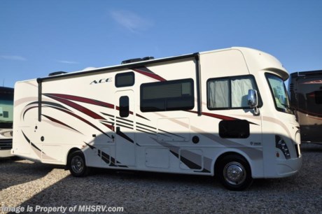 6-15-18 &lt;a href=&quot;http://www.mhsrv.com/thor-motor-coach/&quot;&gt;&lt;img src=&quot;http://www.mhsrv.com/images/sold-thor.jpg&quot; width=&quot;383&quot; height=&quot;141&quot; border=&quot;0&quot;&gt;&lt;/a&gt;  MSRP $127,268. New 2018 Thor Motor Coach A.C.E. Model 30.2 is approximately 31 feet 6 inches in length featuring a full wall slide, bunk beds, modern decor updates, Ford V-10 engine, hydraulic leveling jacks, LED running &amp; marker lights and the beautiful HD-Max exterior. The A.C.E. is the class A &amp; C Evolution. It Combines many of the most popular features of a class A motor home and a class C motor home to make something truly unique to the RV industry. Options include the dual A/C, 5.5KW generator and 50-amp service. The A.C.E. also features frameless windows, drop down overhead loft, bedroom TV, exterior entertainment center, attic fans, black tank flush, second auxiliary battery, power side mirrors with integrated side view cameras, a mud-room, roof ladder, generator, electric patio awning with integrated LED lights, AM/FM/CD, stainless steel wheel liners, hitch, valve stem extenders, refrigerator, microwave, water heater, one-piece windshield with &quot;20/20 vision&quot; front cap that helps eliminate heat and sunlight from getting into the drivers vision, cockpit mirrors, slide-out workstation in the dash, floor level cockpit window for better visibility while turning and a &quot;below floor&quot; furnace and water heater helping keep the noise to an absolute minimum and the exhaust away from the kids and pets.  For more complete details on this unit including brochures, window sticker, videos, photos, reviews &amp; testimonials as well as additional information about Motor Home Specialist and our manufacturers please visit us at MHSRV.com or call 800-335-6054. At Motor Home Specialist we DO NOT charge any prep or orientation fees like you will find at other dealerships. All sale prices include a 200 point inspection, interior &amp; exterior wash, detail service and the only dealer performed and fully automated high pressure rain booth test in the industry. You will also receive a thorough coach orientation with an MHSRV technician, an RV Starter&#39;s kit, a night stay in our delivery park featuring landscaped and covered pads with full hook-ups and much more! Read Thousands of Testimonials at MHSRV.com and See What They Had to Say About Their Experience at Motor Home Specialist. WHY PAY MORE?... WHY SETTLE FOR LESS?