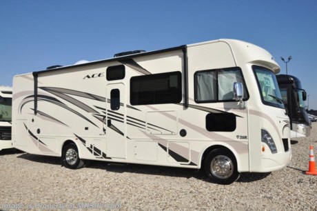 5-11-18 &lt;a href=&quot;http://www.mhsrv.com/thor-motor-coach/&quot;&gt;&lt;img src=&quot;http://www.mhsrv.com/images/sold-thor.jpg&quot; width=&quot;383&quot; height=&quot;141&quot; border=&quot;0&quot;&gt;&lt;/a&gt;  MSRP $127,268. New 2018 Thor Motor Coach A.C.E. Model 30.2 is approximately 31 feet 6 inches in length featuring a full wall slide, bunk beds, modern decor updates, Ford V-10 engine, hydraulic leveling jacks, LED running &amp; marker lights and the beautiful HD-Max exterior. The A.C.E. is the class A &amp; C Evolution. It Combines many of the most popular features of a class A motor home and a class C motor home to make something truly unique to the RV industry. Options include the dual A/C, 5.5KW generator and 50-amp service. The A.C.E. also features frameless windows, drop down overhead loft, bedroom TV, exterior entertainment center, attic fans, black tank flush, second auxiliary battery, power side mirrors with integrated side view cameras, a mud-room, roof ladder, generator, electric patio awning with integrated LED lights, AM/FM/CD, stainless steel wheel liners, hitch, valve stem extenders, refrigerator, microwave, water heater, one-piece windshield with &quot;20/20 vision&quot; front cap that helps eliminate heat and sunlight from getting into the drivers vision, cockpit mirrors, slide-out workstation in the dash, floor level cockpit window for better visibility while turning and a &quot;below floor&quot; furnace and water heater helping keep the noise to an absolute minimum and the exhaust away from the kids and pets.  For more complete details on this unit and our entire inventory including brochures, window sticker, videos, photos, reviews &amp; testimonials as well as additional information about Motor Home Specialist and our manufacturers please visit us at MHSRV.com or call 800-335-6054. At Motor Home Specialist, we DO NOT charge any prep or orientation fees like you will find at other dealerships. All sale prices include a 200-point inspection, interior &amp; exterior wash, detail service and a fully automated high-pressure rain booth test and coach wash that is a standout service unlike that of any other in the industry. You will also receive a thorough coach orientation with an MHSRV technician, an RV Starter&#39;s kit, a night stay in our delivery park featuring landscaped and covered pads with full hook-ups and much more! Read Thousands upon Thousands of 5-Star Reviews at MHSRV.com and See What They Had to Say About Their Experience at Motor Home Specialist. WHY PAY MORE?... WHY SETTLE FOR LESS?