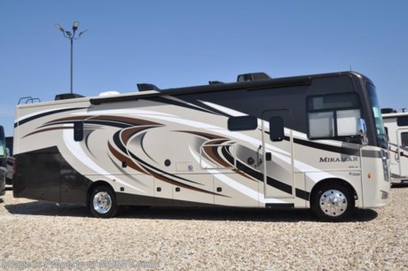4-13-18 &lt;a href=&quot;http://www.mhsrv.com/thor-motor-coach/&quot;&gt;&lt;img src=&quot;http://www.mhsrv.com/images/sold-thor.jpg&quot; width=&quot;383&quot; height=&quot;141&quot; border=&quot;0&quot;&gt;&lt;/a&gt; 
MSRP $164,018. The all new 2018 Thor Motor Coach Miramar 34.2 class A gas motor home measures approximately 35 feet 10 inches in length featuring a full wall slide, king size bed, Ford Triton V-10 engine, Ford 22 Series chassis, high polished aluminum wheels and automatic leveling system with touch pad controls. New features for 2018 include the Firefly Multiplex Wiring Control System, 84” interior heights, bathroom cabinets raised to 34”, raised panel cabinet doors, induction cooktop, convection microwave, Tilt-A-View bed in select models, pre-wired for solar charging as well as new front &amp; rear caps. Options include the HD-Max exterior and an electric fireplace with remote control. The Thor Motor Coach Miramar also features one of the most impressive lists of standard equipment in the RV industry including a power patio awning with LED lights, frameless windows, slide-out room awning toppers, heated/remote exterior mirrors with integrated side view cameras, side hinged baggage doors, heated and enclosed holding tanks, residential refrigerator, Onan generator, water heater, pass-thru storage, roof ladder, one-piece windshield, bedroom TV, 50 amp service, emergency start switch, hitch, electric entrance steps, power privacy shade, soft touch vinyl ceilings, glass door shower and much more. For more complete details on this unit and our entire inventory including brochures, window sticker, videos, photos, reviews &amp; testimonials as well as additional information about Motor Home Specialist and our manufacturers please visit us at MHSRV.com or call 800-335-6054. At Motor Home Specialist, we DO NOT charge any prep or orientation fees like you will find at other dealerships. All sale prices include a 200-point inspection, interior &amp; exterior wash, detail service and a fully automated high-pressure rain booth test and coach wash that is a standout service unlike that of any other in the industry. You will also receive a thorough coach orientation with an MHSRV technician, an RV Starter&#39;s kit, a night stay in our delivery park featuring landscaped and covered pads with full hook-ups and much more! Read Thousands upon Thousands of 5-Star Reviews at MHSRV.com and See What They Had to Say About Their Experience at Motor Home Specialist. WHY PAY MORE?... WHY SETTLE FOR LESS?