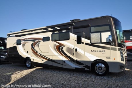 3-16-18 &lt;a href=&quot;http://www.mhsrv.com/thor-motor-coach/&quot;&gt;&lt;img src=&quot;http://www.mhsrv.com/images/sold-thor.jpg&quot; width=&quot;383&quot; height=&quot;141&quot; border=&quot;0&quot;&gt;&lt;/a&gt; 
MSRP $171,150. The all new 2018 Thor Motor Coach Miramar 35.2 class A gas motor home measures approximately 36 feet 10 inches in length featuring 2 slides, theater seats, retractable 50&quot; LED TV, king size bed, Ford Triton V-10 engine, Ford 22 Series chassis, high polished aluminum wheels and automatic leveling system with touch pad controls. New features for 2018 include the Firefly Multiplex Wiring Control System, 84” interior heights, bathroom cabinets raised to 34”, raised panel cabinet doors, induction cooktop, convection microwave, Tilt-A-View bed in select models, pre-wired for solar charging as well as new front &amp; rear caps. The Thor Motor Coach Miramar also features one of the most impressive lists of standard equipment in the RV industry including a power patio awning with LED lights, frameless windows, slide-out room awning toppers, heated/remote exterior mirrors with integrated side view cameras, side hinged baggage doors, heated and enclosed holding tanks, residential refrigerator, Onan generator, water heater, pass-thru storage, roof ladder, one-piece windshield, bedroom TV, 50 amp service, emergency start switch, hitch, electric entrance steps, power privacy shade, soft touch vinyl ceilings, glass door shower and much more. For more complete details on this unit and our entire inventory including brochures, window sticker, videos, photos, reviews &amp; testimonials as well as additional information about Motor Home Specialist and our manufacturers please visit us at MHSRV.com or call 800-335-6054. At Motor Home Specialist, we DO NOT charge any prep or orientation fees like you will find at other dealerships. All sale prices include a 200-point inspection, interior &amp; exterior wash, detail service and a fully automated high-pressure rain booth test and coach wash that is a standout service unlike that of any other in the industry. You will also receive a thorough coach orientation with an MHSRV technician, an RV Starter&#39;s kit, a night stay in our delivery park featuring landscaped and covered pads with full hook-ups and much more! Read Thousands upon Thousands of 5-Star Reviews at MHSRV.com and See What They Had to Say About Their Experience at Motor Home Specialist. WHY PAY MORE?... WHY SETTLE FOR LESS?