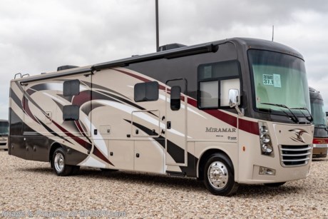 3-4-19 &lt;a href=&quot;http://www.mhsrv.com/thor-motor-coach/&quot;&gt;&lt;img src=&quot;http://www.mhsrv.com/images/sold-thor.jpg&quot; width=&quot;383&quot; height=&quot;141&quot; border=&quot;0&quot;&gt;&lt;/a&gt;  MSRP $189,443. The New 2019 Thor Motor Coach Miramar 37.1 bunk model class A gas motor home measures approximately 38 feet 11 inches in length featuring 3 slides, 2 full baths, king size Tilt-A-View bed, Ford Triton V-10 engine, Ford 22 Series chassis, high polished aluminum wheels and automatic leveling system with touch pad controls. New features for 2019 include the new HD-Max partial paint exteriors, new d&#233;cor &amp; updated stylings, Wi-Fi extender, solar charge controller, 360 Siphon Vent cap, upgraded exterior entertainment center with sound bar, battery tray now accommodates both 6V &amp; 12V battery configurations and a tankless water heater system. Options include the beautiful HD-Max partial paint exterior and an electric fireplace with remote control. The Thor Motor Coach Miramar also features one of the most impressive lists of standard equipment in the RV industry including a power patio awning with LED lights, Firefly Multiplex Wiring Control System, 84” interior heights, raised panel cabinet doors, induction cooktop, convection microwave, frameless windows, slide-out room awning toppers, heated/remote exterior mirrors with integrated side view cameras, side hinged baggage doors, heated and enclosed holding tanks, residential refrigerator, Onan generator, water heater, pass-thru storage, roof ladder, one-piece windshield, bedroom TV, 50 amp service, emergency start switch, electric entrance steps, power privacy shade, soft touch vinyl ceilings, glass door shower and much more. For more complete details on this unit and our entire inventory including brochures, window sticker, videos, photos, reviews &amp; testimonials as well as additional information about Motor Home Specialist and our manufacturers please visit us at MHSRV.com or call 800-335-6054. At Motor Home Specialist, we DO NOT charge any prep or orientation fees like you will find at other dealerships. All sale prices include a 200-point inspection, interior &amp; exterior wash, detail service and a fully automated high-pressure rain booth test and coach wash that is a standout service unlike that of any other in the industry. You will also receive a thorough coach orientation with an MHSRV technician, an RV Starter&#39;s kit, a night stay in our delivery park featuring landscaped and covered pads with full hook-ups and much more! Read Thousands upon Thousands of 5-Star Reviews at MHSRV.com and See What They Had to Say About Their Experience at Motor Home Specialist. WHY PAY MORE?... WHY SETTLE FOR LESS?