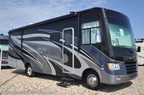 4-6-18 &lt;a href=&quot;http://www.mhsrv.com/coachmen-rv/&quot;&gt;&lt;img src=&quot;http://www.mhsrv.com/images/sold-coachmen.jpg&quot; width=&quot;383&quot; height=&quot;141&quot; border=&quot;0&quot;&gt;&lt;/a&gt;   MSRP $154,568. New 2018 Coachmen Mirada Model 31FW. This RV measures approximately 31 feet in length and features hardwood cabinet doors, full wall slide on the driver&#39;s side and solid surface kitchen counter top. Additional options include the beautiful full body paint exterior with Diamond Shield paint protection, dual pane windows,  in-motion satellite, exterior entertainment center, dual 15K BTU A/Cs with heat pumps, power drop down loft, Stainless Steel Appliance Package and Travel Easy Roadside Assistance. A few standard features that help to set the Mirada apart include reclining/swivel pilot seats, solar privacy shades throughout, power windshield shade, flush mounted 3 burner range with oven, tile backsplash, glass door shower, Onan generator, automatic transfer switch for easy set-up, pass-thru storage, 3 camera monitoring system, automatic leveling jacks and much more. For more complete details on this unit and our entire inventory including brochures, window sticker, videos, photos, reviews &amp; testimonials as well as additional information about Motor Home Specialist and our manufacturers please visit us at MHSRV.com or call 800-335-6054. At Motor Home Specialist, we DO NOT charge any prep or orientation fees like you will find at other dealerships. All sale prices include a 200-point inspection, interior &amp; exterior wash, detail service and a fully automated high-pressure rain booth test and coach wash that is a standout service unlike that of any other in the industry. You will also receive a thorough coach orientation with an MHSRV technician, an RV Starter&#39;s kit, a night stay in our delivery park featuring landscaped and covered pads with full hook-ups and much more! Read Thousands upon Thousands of 5-Star Reviews at MHSRV.com and See What They Had to Say About Their Experience at Motor Home Specialist. WHY PAY MORE?... WHY SETTLE FOR LESS?