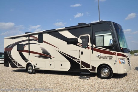 8-20-18 &lt;a href=&quot;http://www.mhsrv.com/coachmen-rv/&quot;&gt;&lt;img src=&quot;http://www.mhsrv.com/images/sold-coachmen.jpg&quot; width=&quot;383&quot; height=&quot;141&quot; border=&quot;0&quot;&gt;&lt;/a&gt;  
MSRP $145,673 - New 2018 Coachmen Mirada Model 35LS. It measures approximately 36 feet 10 inches in length and features a bath &amp; 1/2, solid surface kitchen countertop, hardwood cabinet doors, frameless tinted windows, reclining/swivel pilot seats, solar privacy shades throughout, power windshield shade, 3 burner range with oven, double door refrigerator, glass door shower, Onan generator, power steps, pass-thru storage, power patio awning, 3 camera monitoring, power heated mirrors, rear ladder and much more. Options include (2) 15,000 BTU A/Cs with heat pump, exterior entertainment center, in-motion satellite, the Travel Easy Roadside Assistance and the Stainless Steel Appliance Package. For more complete details on this unit and our entire inventory including brochures, window sticker, videos, photos, reviews &amp; testimonials as well as additional information about Motor Home Specialist and our manufacturers please visit us at MHSRV.com or call 800-335-6054. At Motor Home Specialist, we DO NOT charge any prep or orientation fees like you will find at other dealerships. All sale prices include a 200-point inspection, interior &amp; exterior wash, detail service and a fully automated high-pressure rain booth test and coach wash that is a standout service unlike that of any other in the industry. You will also receive a thorough coach orientation with an MHSRV technician, an RV Starter&#39;s kit, a night stay in our delivery park featuring landscaped and covered pads with full hook-ups and much more! Read Thousands upon Thousands of 5-Star Reviews at MHSRV.com and See What They Had to Say About Their Experience at Motor Home Specialist. WHY PAY MORE?... WHY SETTLE FOR LESS?  
