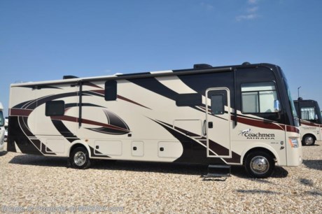 5-18-18 &lt;a href=&quot;http://www.mhsrv.com/coachmen-rv/&quot;&gt;&lt;img src=&quot;http://www.mhsrv.com/images/sold-coachmen.jpg&quot; width=&quot;383&quot; height=&quot;141&quot; border=&quot;0&quot;&gt;&lt;/a&gt;  
MSRP $145,673 - New 2018 Coachmen Mirada Model 35LS. It measures approximately 36 feet 10 inches in length and features a bath &amp; 1/2, solid surface kitchen countertop, hardwood cabinet doors, frameless tinted windows, reclining/swivel pilot seats, solar privacy shades throughout, power windshield shade, 3 burner range with oven, double door refrigerator, glass door shower, Onan generator, power steps, pass-thru storage, power patio awning, 3 camera monitoring, power heated mirrors, rear ladder and much more. Options include (2) 15,000 BTU A/Cs with heat pump, exterior entertainment center, in-motion satellite, the Travel Easy Roadside Assistance and the Stainless Steel Appliance Package. For more complete details on this unit and our entire inventory including brochures, window sticker, videos, photos, reviews &amp; testimonials as well as additional information about Motor Home Specialist and our manufacturers please visit us at MHSRV.com or call 800-335-6054. At Motor Home Specialist, we DO NOT charge any prep or orientation fees like you will find at other dealerships. All sale prices include a 200-point inspection, interior &amp; exterior wash, detail service and a fully automated high-pressure rain booth test and coach wash that is a standout service unlike that of any other in the industry. You will also receive a thorough coach orientation with an MHSRV technician, an RV Starter&#39;s kit, a night stay in our delivery park featuring landscaped and covered pads with full hook-ups and much more! Read Thousands upon Thousands of 5-Star Reviews at MHSRV.com and See What They Had to Say About Their Experience at Motor Home Specialist. WHY PAY MORE?... WHY SETTLE FOR LESS?