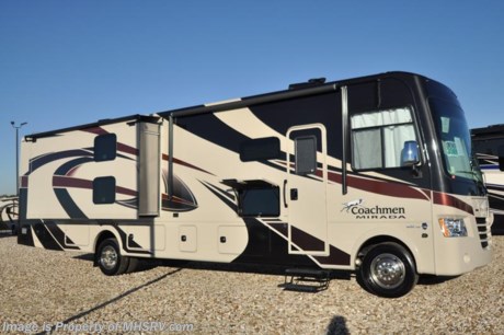 12-18-17 &lt;a href=&quot;http://www.mhsrv.com/coachmen-rv/&quot;&gt;&lt;img src=&quot;http://www.mhsrv.com/images/sold-coachmen.jpg&quot; width=&quot;383&quot; height=&quot;141&quot; border=&quot;0&quot; /&gt;&lt;/a&gt;    MSRP $148,591 New 2018 Coachmen Mirada Model 35BH Bunk House. This RV measures approximately 36 feet 10 inches in length and features a bath &amp; 1/2, bunk beds that convert to wardrobe, hardwood cabinet doors and solid surface kitchen counter top. Additional options include exterior entertainment center, 32&quot; LCD galley overhead TV, dual 15K BTU A/Cs with heat pumps, power drop down loft, Stainless Steel Appliance Package and Travel Easy Roadside Assistance. A few standard features that help to set the Mirada apart include reclining/swivel pilot seats, solar privacy shades throughout, power windshield shade, flush mounted 3 burner range with oven, tile backsplash, glass door shower, Onan generator, automatic transfer switch for easy set-up, pass-thru storage, 3 camera monitoring system, automatic leveling jacks and much more. For more complete details on this unit and our entire inventory including brochures, window sticker, videos, photos, reviews &amp; testimonials as well as additional information about Motor Home Specialist and our manufacturers please visit us at MHSRV.com or call 800-335-6054. At Motor Home Specialist, we DO NOT charge any prep or orientation fees like you will find at other dealerships. All sale prices include a 200-point inspection, interior &amp; exterior wash, detail service and a fully automated high-pressure rain booth test and coach wash that is a standout service unlike that of any other in the industry. You will also receive a thorough coach orientation with an MHSRV technician, an RV Starter&#39;s kit, a night stay in our delivery park featuring landscaped and covered pads with full hook-ups and much more! Read Thousands upon Thousands of 5-Star Reviews at MHSRV.com and See What They Had to Say About Their Experience at Motor Home Specialist. WHY PAY MORE?... WHY SETTLE FOR LESS?