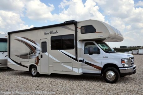 4-20-18 &lt;a href=&quot;http://www.mhsrv.com/thor-motor-coach/&quot;&gt;&lt;img src=&quot;http://www.mhsrv.com/images/sold-thor.jpg&quot; width=&quot;383&quot; height=&quot;141&quot; border=&quot;0&quot;&gt;&lt;/a&gt;      MSRP $98,761. The new 2018 Thor Motor Coach Four Winds Class C RV 26B model is approximately 27 feet 6 inches in length with a Ford chassis, V10 Ford engine &amp; an 8,000-lb. trailer hitch. New features for 2018 include solar wiring prep, exterior lights on all storage compartments, interior step light into bedroom, lighted battery disconnect switch, stainless steel lav bowl, bathroom vanity height raised, new slide-out Fascia and more. Options include the beautiful HD-Max exterior color, bedroom TV, exterior TV, convection microwave, leatherette sofa, leatherette booth dinette, child safety tether, attic fan, cabover child safety net, upgraded A/C, exterior shower, holding tanks with heat pads, second auxiliary battery, stainless steel wheel liners, keyless cab entry, valve stem extenders, electric stabilizing system, back up monitor with touch screen dash stereo, heated remote exterior mirrors with side cameras, leatherette driver &amp; passenger chairs, cockpit carpet mat and dash applique. The Four Winds RV has an incredible list of standard features including power windows and locks, power patio awning with integrated LED lighting, roof ladder, in-dash media center AM/FM &amp; Bluetooth, power vent in bath, skylight above shower, Onan generator, cab A/C, auxiliary battery (2 aux. batteries on 31 W model) and much more. For more complete details on this unit and our entire inventory including brochures, window sticker, videos, photos, reviews &amp; testimonials as well as additional information about Motor Home Specialist and our manufacturers please visit us at MHSRV.com or call 800-335-6054. At Motor Home Specialist, we DO NOT charge any prep or orientation fees like you will find at other dealerships. All sale prices include a 200-point inspection, interior &amp; exterior wash, detail service and a fully automated high-pressure rain booth test and coach wash that is a standout service unlike that of any other in the industry. You will also receive a thorough coach orientation with an MHSRV technician, an RV Starter&#39;s kit, a night stay in our delivery park featuring landscaped and covered pads with full hook-ups and much more! Read Thousands upon Thousands of 5-Star Reviews at MHSRV.com and See What They Had to Say About Their Experience at Motor Home Specialist. WHY PAY MORE?... WHY SETTLE FOR LESS?