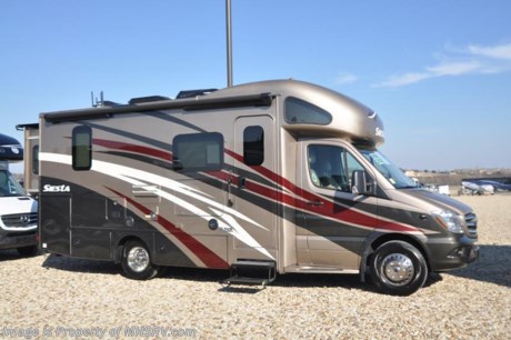 10-1-18 &lt;a href=&quot;http://www.mhsrv.com/thor-motor-coach/&quot;&gt;&lt;img src=&quot;http://www.mhsrv.com/images/sold-thor.jpg&quot; width=&quot;383&quot; height=&quot;141&quot; border=&quot;0&quot;&gt;&lt;/a&gt;  
MSRP $148,337. New 2018 Thor Motor Coach Four Winds Siesta Sprinter Diesel model 24SR is approximately 25 feet 7 inch in length with 2 slide-out rooms, Mercedes Benz 3500 chassis and a Mercedes V-6 diesel engine. New features for 2018 include a leather steering wheel with audio buttons, armless awning with light bar, Firefly Integrations Multiplex wiring control system, lighted battery disconnect switch, induction cooktop, kitchen countertop extension, exterior lights to all storage compartments and many more. This amazing sprinter diesel also features the Summit Package option which includes a touch screen dash radio with Bluetooth, navigation, Sirius as well as Winegard Connect +4G, sound system with sub, Mobile Eye Lane Assist, side view cameras, upgraded cockpit window shades and a 100w solar panel. Additional optional equipment includes the beautiful full body paint, attic fan in bedroom, A/C with heat pump, 3.2KW diesel generator, second auxiliary battery and electric stabilizing system. The new Four Winds Siesta also features power windows &amp; locks, keyless entry, power vent, back up camera, 3-point seat belts, driver &amp; passenger airbags, heated remote side mirrors, fiberglass running boards, hitch, roof ladder, outside shower, electric step &amp; much more. For more complete details on this unit and our entire inventory including brochures, window sticker, videos, photos, reviews &amp; testimonials as well as additional information about Motor Home Specialist and our manufacturers please visit us at MHSRV.com or call 800-335-6054. At Motor Home Specialist, we DO NOT charge any prep or orientation fees like you will find at other dealerships. All sale prices include a 200-point inspection, interior &amp; exterior wash, detail service and a fully automated high-pressure rain booth test and coach wash that is a standout service unlike that of any other in the industry. You will also receive a thorough coach orientation with an MHSRV technician, an RV Starter&#39;s kit, a night stay in our delivery park featuring landscaped and covered pads with full hook-ups and much more! Read Thousands upon Thousands of 5-Star Reviews at MHSRV.com and See What They Had to Say About Their Experience at Motor Home Specialist. WHY PAY MORE?... WHY SETTLE FOR LESS?