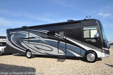 MSRP $191,011. All-New 2018 Coachmen Mirada Select 37TB 2 Full Baths RV with 2 slides, residential fridge and fireplace. This beautiful RV features the Stainless Appliance Package which features a stainless residential refrigerator, stainless range and oven, 1000 watt inverter with (2) 6 volt batteries and automatic generator start. Additional options include the beautiful full body paint exterior with Diamond Shield paint protection, salon drop down bunk, (2) 15K BTU A/Cs with heat pumps, stack washer/dryer, in-motion satellite and Travel Easy Roadside Assistance. The Mirada Select boasts an impressive list of standard features that further set it apart including a 6-way power driver&#39;s seat, solar privacy shades throughout, self closing ball bearing drawer guides throughout, solid surface galley countertop, stainless steel double bowl kitchen sink, glass tile backsplash, whole coach water filtration system, LED interior ceiling lighting and much more. For more complete details on this unit and our entire inventory including brochures, window sticker, videos, photos, reviews &amp; testimonials as well as additional information about Motor Home Specialist and our manufacturers please visit us at MHSRV.com or call 800-335-6054. At Motor Home Specialist, we DO NOT charge any prep or orientation fees like you will find at other dealerships. All sale prices include a 200-point inspection, interior &amp; exterior wash, detail service and a fully automated high-pressure rain booth test and coach wash that is a standout service unlike that of any other in the industry. You will also receive a thorough coach orientation with an MHSRV technician, an RV Starter&#39;s kit, a night stay in our delivery park featuring landscaped and covered pads with full hook-ups and much more! Read Thousands upon Thousands of 5-Star Reviews at MHSRV.com and See What They Had to Say About Their Experience at Motor Home Specialist. WHY PAY MORE?... WHY SETTLE FOR LESS?