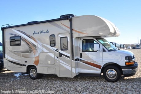 7-30-18 &lt;a href=&quot;http://www.mhsrv.com/thor-motor-coach/&quot;&gt;&lt;img src=&quot;http://www.mhsrv.com/images/sold-thor.jpg&quot; width=&quot;383&quot; height=&quot;141&quot; border=&quot;0&quot;&gt;&lt;/a&gt;    MSRP $83,794. 2018 Thor Motor Coach Four Winds 22E WELL APPOINTED! New features for 2018 include an interior step light into the bedroom, lighted battery disconnect switch, metal protective surface above cook top with light, kitchen silverware tray, stainless steel lav bowls instead of plastic, bathroom vanity height has  been raised, Winegard Rayar antenna, updated exterior locks &amp; keys, solar wiring prep, lights added to all storage compartments and many more.  Options include a Chevy engine and drive train, Thor Motor Coach&#39;s HD-Max color infused sidewalls and upgraded graphics package, an exterior TV, leatherette booth dinette with dream dinette mechanism, cabover child safety net, an outside shower, dual auxiliary batteries for more dependable coach operation, stainless steel wheel liners to finish off the exterior&#39;s superior look, a back-up camera for safety as well as heated holding tank pads for winter use and an upgraded 15.0 BTU roof A/C unit for better cooling in the Summer! Get a Better Looking Coach with More Amenities for Less Money at Motor Home Specialist... The #1 Volume Selling Motor Home Dealership &amp; Only Full Line &amp; Fully Authorized Thor Motor Coach Dealership in the World. The 22E Chevy models measures approximately 24 feet 6 inches in length. Ford 22E models measure approximately 24 feet. Additional features include Mega-Exterior storage, power windows and locks, power patio awning with integrated LED lighting, roof ladder, in-dash media center w/ Bluetooth, deluxe exterior mirrors, cab-over bunk ladder, refrigerator, microwave, flip-up counter-top extension, large TV in cab-over with swing arm, skylight above shower, Onan generator, auto transfer switch, cab A/C, battery disconnect switch, auxiliary battery, water heater and much more. For more complete details on this unit and our entire inventory including brochures, window sticker, videos, photos, reviews &amp; testimonials as well as additional information about Motor Home Specialist and our manufacturers please visit us at MHSRV.com or call 800-335-6054. At Motor Home Specialist, we DO NOT charge any prep or orientation fees like you will find at other dealerships. All sale prices include a 200-point inspection, interior &amp; exterior wash, detail service and a fully automated high-pressure rain booth test and coach wash that is a standout service unlike that of any other in the industry. You will also receive a thorough coach orientation with an MHSRV technician, an RV Starter&#39;s kit, a night stay in our delivery park featuring landscaped and covered pads with full hook-ups and much more! Read Thousands upon Thousands of 5-Star Reviews at MHSRV.com and See What They Had to Say About Their Experience at Motor Home Specialist. WHY PAY MORE?... WHY SETTLE FOR LESS?
