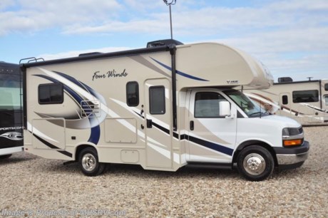 9-18-18 &lt;a href=&quot;http://www.mhsrv.com/thor-motor-coach/&quot;&gt;&lt;img src=&quot;http://www.mhsrv.com/images/sold-thor.jpg&quot; width=&quot;383&quot; height=&quot;141&quot; border=&quot;0&quot;&gt;&lt;/a&gt;     MSRP $83,494. 2018 Thor Motor Coach Four Winds 22E WELL APPOINTED! New features for 2018 include an interior step light into the bedroom, lighted battery disconnect switch, metal protective surface above cook top with light, kitchen silverware tray, stainless steel lav bowls instead of plastic, bathroom vanity height has  been raised, Winegard Rayar antenna, updated exterior locks &amp; keys, solar wiring prep, lights added to all storage compartments and many more.  Options include a Chevy engine and drive train, Thor Motor Coach&#39;s HD-Max color infused sidewalls and upgraded graphics package, an exterior TV, leatherette booth dinette with dream dinette mechanism, cabover child safety net, an outside shower, dual auxiliary batteries for more dependable coach operation, stainless steel wheel liners to finish off the exterior&#39;s superior look, a back-up camera for safety as well as heated holding tank pads for winter use and an upgraded 15.0 BTU roof A/C unit for better cooling in the Summer! Get a Better Looking Coach with More Amenities for Less Money at Motor Home Specialist... The #1 Volume Selling Motor Home Dealership &amp; Only Full Line &amp; Fully Authorized Thor Motor Coach Dealership in the World. The 22E Chevy model measures approximately 24 feet 6 inches in length. Ford 22E models measure approximately 24 feet. Additional features include Mega-Exterior storage, power windows and locks, power patio awning with integrated LED lighting, roof ladder, in-dash media center w/ Bluetooth, deluxe exterior mirrors, cab-over bunk ladder, refrigerator, microwave, flip-up counter-top extension, large TV in cab-over with swing arm, skylight above shower, Onan generator, auto transfer switch, cab A/C, battery disconnect switch, auxiliary battery, water heater and much more. For more complete details on this unit and our entire inventory including brochures, window sticker, videos, photos, reviews &amp; testimonials as well as additional information about Motor Home Specialist and our manufacturers please visit us at MHSRV.com or call 800-335-6054. At Motor Home Specialist, we DO NOT charge any prep or orientation fees like you will find at other dealerships. All sale prices include a 200-point inspection, interior &amp; exterior wash, detail service and a fully automated high-pressure rain booth test and coach wash that is a standout service unlike that of any other in the industry. You will also receive a thorough coach orientation with an MHSRV technician, an RV Starter&#39;s kit, a night stay in our delivery park featuring landscaped and covered pads with full hook-ups and much more! Read Thousands upon Thousands of 5-Star Reviews at MHSRV.com and See What They Had to Say About Their Experience at Motor Home Specialist. WHY PAY MORE?... WHY SETTLE FOR LESS?