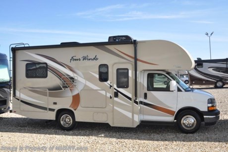 4-30-18 &lt;a href=&quot;http://www.mhsrv.com/thor-motor-coach/&quot;&gt;&lt;img src=&quot;http://www.mhsrv.com/images/sold-thor.jpg&quot; width=&quot;383&quot; height=&quot;141&quot; border=&quot;0&quot;&gt;&lt;/a&gt;    MSRP $83,794. 2018 Thor Motor Coach Four Winds 22E WELL APPOINTED! New features for 2018 include an interior step light into the bedroom, lighted battery disconnect switch, metal protective surface above cook top with light, kitchen silverware tray, stainless steel lav bowls instead of plastic, bathroom vanity height has  been raised, Winegard Rayar antenna, updated exterior locks &amp; keys, solar wiring prep, lights added to all storage compartments and many more.  Options include a Chevy engine and drive train, Thor Motor Coach&#39;s HD-Max color infused sidewalls and upgraded graphics package, an exterior TV, leatherette booth dinette with dream dinette mechanism, cabover child safety net, an outside shower, dual auxiliary batteries for more dependable coach operation, stainless steel wheel liners to finish off the exterior&#39;s superior look, a back-up camera for safety as well as heated holding tank pads for winter use and an upgraded 15.0 BTU roof A/C unit for better cooling in the Summer! Get a Better Looking Coach with More Amenities for Less Money at Motor Home Specialist... The #1 Volume Selling Motor Home Dealership &amp; Only Full Line &amp; Fully Authorized Thor Motor Coach Dealership in the World. The 22E Chevy model measures approximately 24 feet 6 inches in length. Ford 22E models measure approximately 24 feet. Additional features include Mega-Exterior storage, power windows and locks, power patio awning with integrated LED lighting, roof ladder, in-dash media center w/ Bluetooth, deluxe exterior mirrors, cab-over bunk ladder, refrigerator, microwave, flip-up counter-top extension, large TV in cab-over with swing arm, skylight above shower, Onan generator, auto transfer switch, cab A/C, battery disconnect switch, auxiliary battery, water heater and much more. For more complete details on this unit and our entire inventory including brochures, window sticker, videos, photos, reviews &amp; testimonials as well as additional information about Motor Home Specialist and our manufacturers please visit us at MHSRV.com or call 800-335-6054. At Motor Home Specialist, we DO NOT charge any prep or orientation fees like you will find at other dealerships. All sale prices include a 200-point inspection, interior &amp; exterior wash, detail service and a fully automated high-pressure rain booth test and coach wash that is a standout service unlike that of any other in the industry. You will also receive a thorough coach orientation with an MHSRV technician, an RV Starter&#39;s kit, a night stay in our delivery park featuring landscaped and covered pads with full hook-ups and much more! Read Thousands upon Thousands of 5-Star Reviews at MHSRV.com and See What They Had to Say About Their Experience at Motor Home Specialist. WHY PAY MORE?... WHY SETTLE FOR LESS?