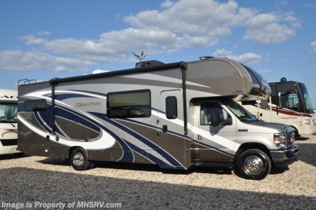 2-12-18 &lt;a href=&quot;http://www.mhsrv.com/thor-motor-coach/&quot;&gt;&lt;img src=&quot;http://www.mhsrv.com/images/sold-thor.jpg&quot; width=&quot;383&quot; height=&quot;141&quot; border=&quot;0&quot;&gt;&lt;/a&gt; MSRP $131,746.  Quantum Class C RV Model PD31 is approximately 31 feet 3 inches in length with a driver’s side full-wall slide, exterior TV, Ford E-450 chassis and a Ford Triton V-10 engine. New features for 2018 include a tankless hot water heater, interior step light into bedroom, lighted battery disconnect switch, stainless steel lavatory bowls, bathroom vanity heights raised, Winegard Rayar antenna, solar wiring prep, exterior lights on all storage compartments and much more. Options include the Platinum &amp; Diamond packages which features roller shades, solid surface kitchen countertop, exterior shower, backup camera with monitor, upgraded wheel liners, black frameless windows, convection stainless steel microwave, larger residential refrigerator, 1,800 watt house inverter, automatic generator start and the Rapid Camp remote system. Additional options include the beautiful full body paint exterior, attic fan, and a cockpit carpet mat. The Quantum Class C RV has an incredible list of standard features including beautiful hardwood cabinets, a cabover loft with skylight (N/A with cabover entertainment center), dash applique, power windows and locks, power patio awning with integrated LED lighting, roof ladder, in-dash media center, Onan generator, cab A/C, battery disconnect switch and much more. For more complete details on this unit and our entire inventory including brochures, window sticker, videos, photos, reviews &amp; testimonials as well as additional information about Motor Home Specialist and our manufacturers please visit us at MHSRV.com or call 800-335-6054. At Motor Home Specialist, we DO NOT charge any prep or orientation fees like you will find at other dealerships. All sale prices include a 200-point inspection, interior &amp; exterior wash, detail service and a fully automated high-pressure rain booth test and coach wash that is a standout service unlike that of any other in the industry. You will also receive a thorough coach orientation with an MHSRV technician, an RV Starter&#39;s kit, a night stay in our delivery park featuring landscaped and covered pads with full hook-ups and much more! Read Thousands upon Thousands of 5-Star Reviews at MHSRV.com and See What They Had to Say About Their Experience at Motor Home Specialist. WHY PAY MORE?... WHY SETTLE FOR LESS?