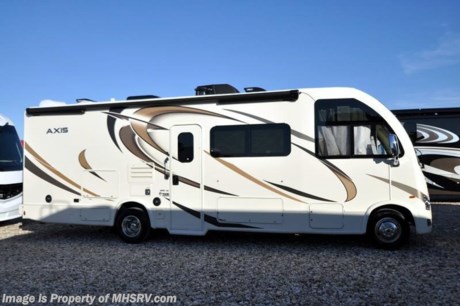 7-20-18 &lt;a href=&quot;http://www.mhsrv.com/thor-motor-coach/&quot;&gt;&lt;img src=&quot;http://www.mhsrv.com/images/sold-thor.jpg&quot; width=&quot;383&quot; height=&quot;141&quot; border=&quot;0&quot;&gt;&lt;/a&gt;   
MSRP $119,933. Thor Motor Coach has done it again with the world&#39;s first RUV! (Recreational Utility Vehicle) Check out the New 2018 Thor Motor Coach Axis RUV Model 27.7 with 2 slide-out rooms. The Axis combines Style, Function, Affordability &amp; Innovation like no other RV available in the industry today! It is powered by a Ford Triton V-10 engine and is approximately 28 feet 6 inches in length. Taking superior drivability even one step further, the Axis will also feature something normally only found in a high-end luxury diesel pusher motor coach... an Independent Front Suspension system! With a style all its own the Axis will provide superior handling and fuel economy and appeal to couples &amp; family RVers as well. You will also find another full size power drop down loft above the cockpit, spacious living room and even pass-through exterior storage. Optional equipment includes the HD-Max colored sidewalls and holding tanks with heat pads. New features for 2018 include euro-style cabinet doors with soft close hidden hinges, numerous d&#233;cor updates, attic fan with vent cover mad standard, 15K BTU A/C, larger galley windows, 2 burner gas cooktop, below counter convection microwave, stainless steel galley sink, bathroom vanity heights raised, LED accent lighting throughout, roller shades, new front cap, armless awning, LED running lights and many more. You will also be pleased to find a host of feature appointments that include tinted and frameless windows, power patio awning with LED lights, living room TV, LED ceiling lights, Onan generator, water heater, power and heated mirrors with integrated side-view cameras, back-up camera, 8,000 lb. trailer hitch, spacious cockpit design with unparalleled visibility as well as a fold out map/laptop table and an additional cab table that can easily be stored when traveling.  For more complete details on this unit and our entire inventory including brochures, window sticker, videos, photos, reviews &amp; testimonials as well as additional information about Motor Home Specialist and our manufacturers please visit us at MHSRV.com or call 800-335-6054. At Motor Home Specialist, we DO NOT charge any prep or orientation fees like you will find at other dealerships. All sale prices include a 200-point inspection, interior &amp; exterior wash, detail service and a fully automated high-pressure rain booth test and coach wash that is a standout service unlike that of any other in the industry. You will also receive a thorough coach orientation with an MHSRV technician, an RV Starter&#39;s kit, a night stay in our delivery park featuring landscaped and covered pads with full hook-ups and much more! Read Thousands upon Thousands of 5-Star Reviews at MHSRV.com and See What They Had to Say About Their Experience at Motor Home Specialist. WHY PAY MORE?... WHY SETTLE FOR LESS?