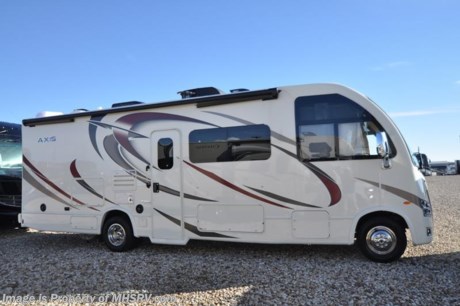 7-23-18 &lt;a href=&quot;http://www.mhsrv.com/thor-motor-coach/&quot;&gt;&lt;img src=&quot;http://www.mhsrv.com/images/sold-thor.jpg&quot; width=&quot;383&quot; height=&quot;141&quot; border=&quot;0&quot;&gt;&lt;/a&gt;  
MSRP $121,283. Thor Motor Coach has done it again with the world&#39;s first RUV! (Recreational Utility Vehicle) Check out the New 2018 Thor Motor Coach Axis RUV Model 27.7 with 2 slide-out rooms. The Axis combines Style, Function, Affordability &amp; Innovation like no other RV available in the industry today! It is powered by a Ford Triton V-10 engine and is approximately 28 feet 6 inches in length. Taking superior drivability even one step further, the Axis will also feature something normally only found in a high-end luxury diesel pusher motor coach... an Independent Front Suspension system! With a style all its own the Axis will provide superior handling and fuel economy and appeal to couples &amp; family RVers as well. You will also find another full size power drop down loft above the cockpit, spacious living room and even pass-through exterior storage. Optional equipment includes the HD-Max colored sidewalls and holding tanks with heat pads. New features for 2018 include euro-style cabinet doors with soft close hidden hinges, numerous d&#233;cor updates, attic fan with vent cover mad standard, 15K BTU A/C, larger galley windows, 2 burner gas cooktop, below counter convection microwave, stainless steel galley sink, bathroom vanity heights raised, LED accent lighting throughout, roller shades, new front cap, armless awning, LED running lights and many more. You will also be pleased to find a host of feature appointments that include tinted and frameless windows, power patio awning with LED lights, living room TV, LED ceiling lights, Onan generator, water heater, power and heated mirrors with integrated side-view cameras, back-up camera, 8,000 lb. trailer hitch, spacious cockpit design with unparalleled visibility as well as a fold out map/laptop table and an additional cab table that can easily be stored when traveling.  For more complete details on this unit and our entire inventory including brochures, window sticker, videos, photos, reviews &amp; testimonials as well as additional information about Motor Home Specialist and our manufacturers please visit us at MHSRV.com or call 800-335-6054. At Motor Home Specialist, we DO NOT charge any prep or orientation fees like you will find at other dealerships. All sale prices include a 200-point inspection, interior &amp; exterior wash, detail service and a fully automated high-pressure rain booth test and coach wash that is a standout service unlike that of any other in the industry. You will also receive a thorough coach orientation with an MHSRV technician, an RV Starter&#39;s kit, a night stay in our delivery park featuring landscaped and covered pads with full hook-ups and much more! Read Thousands upon Thousands of 5-Star Reviews at MHSRV.com and See What They Had to Say About Their Experience at Motor Home Specialist. WHY PAY MORE?... WHY SETTLE FOR LESS?