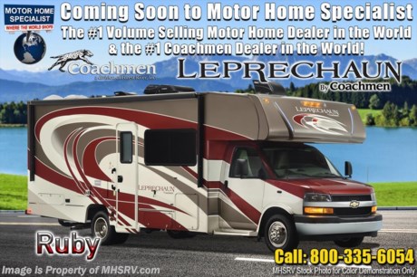 7-23-18 &lt;a href=&quot;http://www.mhsrv.com/coachmen-rv/&quot;&gt;&lt;img src=&quot;http://www.mhsrv.com/images/sold-coachmen.jpg&quot; width=&quot;383&quot; height=&quot;141&quot; border=&quot;0&quot;&gt;&lt;/a&gt;  MSRP $126,167. New 2019 Coachmen Leprechaun Model 260DS. This Luxury Class C RV measures approximately 27 feet 5 inches in length and is powered by a Ford Triton V-10 engine and E-450 Super Duty chassis. This beautiful RV includes the Leprechaun Premier Package which features a molded fiberglass front wrap with LED accent lights, tinted windows, stainless steel wheel inserts, metal running boards, power patio awning with LED light strip, LED exterior &amp; interior lighting, dash radio with backup camera &amp; bluetooth, recessed 3 burner cooktop with glass cover, 1-piece countertops, roller bearing drawer guides, glass shower door, night shades, Onan generator, coach TRV, air assist suspension, power tower, upgraded faucets and shower head, exterior shower, Travel Easy Roadside Assistance &amp; Azdel composite sidewalls. Additional options include the beautiful full body paint exterior, bedroom TV/DVD, exterior entertainment center, King Tailgater automatic satellite system, driver &amp; passenger swivel seat, theater seats, cockpit folding table, side by side refrigerator, solid surface countertops, exterior kitchen table, sideview cameras, upgraded A/C, exterior windshield cover, heated tank pads, hydraulic leveling system, aluminum rims and a spare tire. This amazing class C also features the Leprechaun Comfort and Convenience package that includes in-dash navigation, convection microwave, upgraded mattress, 6 gallon electric &amp; gas water heater, heated and remote side mirrors, 2 tone seat covers, cab over &amp; bedroom power vent fan, dual coach batteries and slide-out awning toppers. For more complete details on this unit and our entire inventory including brochures, window sticker, videos, photos, reviews &amp; testimonials as well as additional information about Motor Home Specialist and our manufacturers please visit us at MHSRV.com or call 800-335-6054. At Motor Home Specialist, we DO NOT charge any prep or orientation fees like you will find at other dealerships. All sale prices include a 200-point inspection, interior &amp; exterior wash, detail service and a fully automated high-pressure rain booth test and coach wash that is a standout service unlike that of any other in the industry. You will also receive a thorough coach orientation with an MHSRV technician, an RV Starter&#39;s kit, a night stay in our delivery park featuring landscaped and covered pads with full hook-ups and much more! Read Thousands upon Thousands of 5-Star Reviews at MHSRV.com and See What They Had to Say About Their Experience at Motor Home Specialist. WHY PAY MORE?... WHY SETTLE FOR LESS?