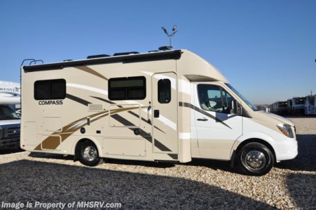2-5-18 &lt;a href=&quot;http://www.mhsrv.com/thor-motor-coach/&quot;&gt;&lt;img src=&quot;http://www.mhsrv.com/images/sold-thor.jpg&quot; width=&quot;383&quot; height=&quot;141&quot; border=&quot;0&quot;&gt;&lt;/a&gt; MSRP $121,906. All New 2018 Thor Compass RUV Model 24LP with slide for sale at Motor Home Specialist; the #1 Volume Selling Motor Home Dealership in the World. The Thor Compass is as versatile and beautiful as it is easy to drive. It is powered by a 3.0L Mercedes-Benz Diesel engine and built on the Mercedes-Benz Sprinter chassis measuring approximately 26 feet in length. Optional equipment includes the HD-Max colored sidewalls and graphics, 12V attic fan in kitchen, 3.2KW Onan diesel generator and A/C with heat pump. You will also be pleased to find a host of feature appointments that include a tankless water heater, refrigerator with stainless steel door insert, dash CD player with navigation, exterior entertainment center, one piece front cap with built in skylight featuring an electric shade, dash applique, swivel passenger chair, euro-style cabinet doors with soft close hidden hinges, holding tanks with heat pads as well as exterior &amp; interior LED lighting. For more complete details on this unit and our entire inventory including brochures, window sticker, videos, photos, reviews &amp; testimonials as well as additional information about Motor Home Specialist and our manufacturers please visit us at MHSRV.com or call 800-335-6054. At Motor Home Specialist, we DO NOT charge any prep or orientation fees like you will find at other dealerships. All sale prices include a 200-point inspection, interior &amp; exterior wash, detail service and a fully automated high-pressure rain booth test and coach wash that is a standout service unlike that of any other in the industry. You will also receive a thorough coach orientation with an MHSRV technician, an RV Starter&#39;s kit, a night stay in our delivery park featuring landscaped and covered pads with full hook-ups and much more! Read Thousands upon Thousands of 5-Star Reviews at MHSRV.com and See What They Had to Say About Their Experience at Motor Home Specialist. WHY PAY MORE?... WHY SETTLE FOR LESS?