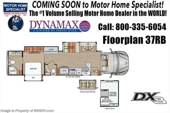 2019 Dynamax Corp DX3 37RB Bath &amp; 1/2 Super C W/ Theater Seats, Solar Floorplan