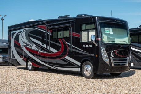 4-9-19 &lt;a href=&quot;http://www.mhsrv.com/thor-motor-coach/&quot;&gt;&lt;img src=&quot;http://www.mhsrv.com/images/sold-thor.jpg&quot; width=&quot;383&quot; height=&quot;141&quot; border=&quot;0&quot;&gt;&lt;/a&gt;   MSRP $217,051.  New 2019 Thor Motor Coach Outlaw Toy Hauler model 37GP is approximately 38 feet 9 inches in length with 2 slide-out rooms, 2 drop down patios with entry steps, Ford 26-Series chassis with Triton V-10 engine, frameless windows, high polished aluminum wheels, residential refrigerator, electric rear patio awning, bug screen curtain in the garage, roller shades on the driver &amp; passenger windows, as well as drop down ramp door with spring assist &amp; railing for patio use. New features for 2019 include new exterior graphics, updated d&#233;cor stylings, a power driver chair, wi-fi extender, solar charge controller, front cap with chrome light bezels &amp; accent lighting, clear front mask paint protection, 360 Siphon Vent cap, upgraded exterior entertainment center with a sound bar and a tankless water heater system. Options include the beautiful full body exterior, leatherette jackknife sofa in garage and frameless dual pane windows. The Outlaw toy hauler RV has an incredible list of standard features including beautiful wood &amp; interior decor packages, LED TVs, (3) A/C units, power patio awing with integrated LED lighting, dual side entrance doors, 1-piece windshield, a 5500 Onan generator, 3 camera monitoring system, automatic leveling system, Soft Touch leather furniture, day/night shades and much more. For more complete details on this unit and our entire inventory including brochures, window sticker, videos, photos, reviews &amp; testimonials as well as additional information about Motor Home Specialist and our manufacturers please visit us at MHSRV.com or call 800-335-6054. At Motor Home Specialist, we DO NOT charge any prep or orientation fees like you will find at other dealerships. All sale prices include a 200-point inspection, interior &amp; exterior wash, detail service and a fully automated high-pressure rain booth test and coach wash that is a standout service unlike that of any other in the industry. You will also receive a thorough coach orientation with an MHSRV technician, an RV Starter&#39;s kit, a night stay in our delivery park featuring landscaped and covered pads with full hook-ups and much more! Read Thousands upon Thousands of 5-Star Reviews at MHSRV.com and See What They Had to Say About Their Experience at Motor Home Specialist. WHY PAY MORE?... WHY SETTLE FOR LESS?