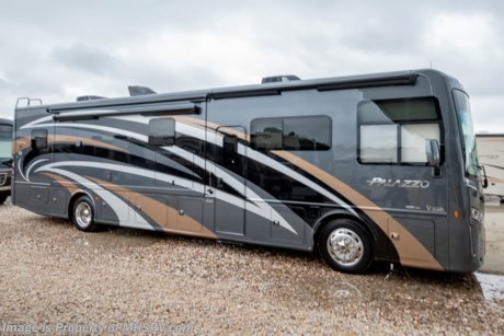 3-25-19 &lt;a href=&quot;http://www.mhsrv.com/thor-motor-coach/&quot;&gt;&lt;img src=&quot;http://www.mhsrv.com/images/sold-thor.jpg&quot; width=&quot;383&quot; height=&quot;141&quot; border=&quot;0&quot;&gt;&lt;/a&gt;   MSRP $250,350. The New 2019 Thor Motor Coach Palazzo Diesel Pusher Model 37.4 is approximately 38 feet 9 inches in length and features 3 full wall slide-out rooms, king Tilt-A-View bed, 340 HP Cummins diesel engine with 700 lbs. of torque and a Freightliner XC chassis. New features for 2019 include new front &amp; rear caps with lighted Thor emblem on the front hood, upgraded furniture throughout, Bluetooth soundbar &amp; large LED TX in the exterior entertainment center, induction cooktop, touchscreen multiplex control system with smartphone app, Winegard ConnecT 4G/Wi-Fi system, 360 Siphon Vent cap and metal adjustable shelving hardware throughout. The Palazzo also features a Carefree Latitude legless awning with Fixguard weather wrap, invisible front paint protection &amp; front electric drop-down overhead loft, 6,000 Onan diesel generator with AGS, solid surface counters, power driver&#39;s seat, inverter, residential refrigerator, solid surface countertops, (2) ducted roof A/C units, 3-camera monitoring system, one piece windshield, fiberglass storage compartments, fully automatic hydraulic leveling system, automatic entry step and much more. For more complete details on this unit and our entire inventory including brochures, window sticker, videos, photos, reviews &amp; testimonials as well as additional information about Motor Home Specialist and our manufacturers please visit us at MHSRV.com or call 800-335-6054. At Motor Home Specialist, we DO NOT charge any prep or orientation fees like you will find at other dealerships. All sale prices include a 200-point inspection, interior &amp; exterior wash, detail service and a fully automated high-pressure rain booth test and coach wash that is a standout service unlike that of any other in the industry. You will also receive a thorough coach orientation with an MHSRV technician, an RV Starter&#39;s kit, a night stay in our delivery park featuring landscaped and covered pads with full hook-ups and much more! Read Thousands upon Thousands of 5-Star Reviews at MHSRV.com and See What They Had to Say About Their Experience at Motor Home Specialist. WHY PAY MORE?... WHY SETTLE FOR LESS?