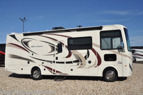 7-23-18 &lt;a href=&quot;http://www.mhsrv.com/thor-motor-coach/&quot;&gt;&lt;img src=&quot;http://www.mhsrv.com/images/sold-thor.jpg&quot; width=&quot;383&quot; height=&quot;141&quot; border=&quot;0&quot;&gt;&lt;/a&gt;  MSRP $130,163. New 2018 Thor Motor Coach Hurricane 27B is approximately 29 feet 3 inches in length with a two slides, king bed, exterior TV, Ford Triton V-10 engine and automatic leveling jacks. New features for 2018 include updated d&#233;cor, thicker solid surface counters, raised bathroom vanity, flush covered glass stove top, LED running &amp; marker lights, pre-wired for solar charging, power driver seat and more. Optional equipment includes the beautiful HD-Max high gloss exterior and attic fan. The Thor Motor Coach Hurricane RV also features a tinted one piece windshield, heated and enclosed underbelly, black tank flush, LED ceiling lighting, bedroom TV, power overhead loft, frameless windows, power patio awning with LED lighting, night shades, kitchen backsplash, refrigerator, microwave and much more. For more complete details on this unit and our entire inventory including brochures, window sticker, videos, photos, reviews &amp; testimonials as well as additional information about Motor Home Specialist and our manufacturers please visit us at MHSRV.com or call 800-335-6054. At Motor Home Specialist, we DO NOT charge any prep or orientation fees like you will find at other dealerships. All sale prices include a 200-point inspection, interior &amp; exterior wash, detail service and a fully automated high-pressure rain booth test and coach wash that is a standout service unlike that of any other in the industry. You will also receive a thorough coach orientation with an MHSRV technician, an RV Starter&#39;s kit, a night stay in our delivery park featuring landscaped and covered pads with full hook-ups and much more! Read Thousands upon Thousands of 5-Star Reviews at MHSRV.com and See What They Had to Say About Their Experience at Motor Home Specialist. WHY PAY MORE?... WHY SETTLE FOR LESS?