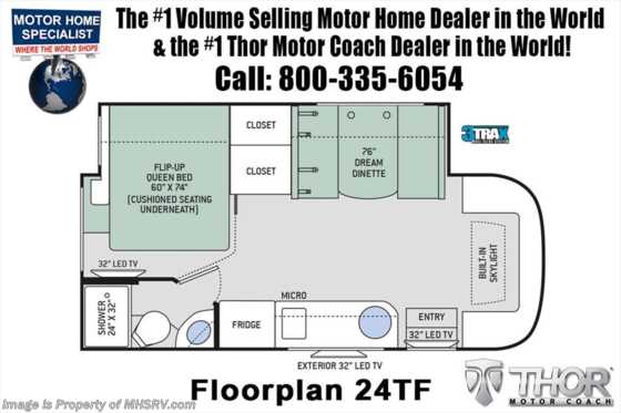 2018 Thor Motor Coach Gemini 24TF RUV for Sale W/Diesel Gen &amp; Heat Pump Floorplan