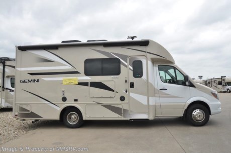 1-2-19 &lt;a href=&quot;http://www.mhsrv.com/thor-motor-coach/&quot;&gt;&lt;img src=&quot;http://www.mhsrv.com/images/sold-thor.jpg&quot; width=&quot;383&quot; height=&quot;141&quot; border=&quot;0&quot;&gt;&lt;/a&gt;   MSRP $124,906. All New 2018 Thor Gemini RUV Model 24TF with full-wall slide for sale at Motor Home Specialist; the #1 Volume Selling Motor Home Dealership in the World. The Thor Gemini is as versatile and beautiful as it is easy to drive. It is powered by a 3.0L Mercedes-Benz Diesel engine and built on the Mercedes-Benz Sprinter chassis measuring approximately 25 feet in length. Optional equipment includes the HD-Max colored sidewalls and graphics, 12V attic fan, 3.2KW Onan diesel generator and A/C with heat pump. You will also be pleased to find a host of feature appointments that include a tankless water heater, refrigerator with stainless steel door insert, dash CD player with navigation, exterior entertainment center, one piece front cap with built in skylight featuring an electric shade, dash applique, swivel passenger chair, euro-style cabinet doors with soft close hidden hinges, holding tanks with heat pads as well as exterior &amp; interior LED lighting. For more complete details on this unit and our entire inventory including brochures, window sticker, videos, photos, reviews &amp; testimonials as well as additional information about Motor Home Specialist and our manufacturers please visit us at MHSRV.com or call 800-335-6054. At Motor Home Specialist, we DO NOT charge any prep or orientation fees like you will find at other dealerships. All sale prices include a 200-point inspection, interior &amp; exterior wash, detail service and a fully automated high-pressure rain booth test and coach wash that is a standout service unlike that of any other in the industry. You will also receive a thorough coach orientation with an MHSRV technician, an RV Starter&#39;s kit, a night stay in our delivery park featuring landscaped and covered pads with full hook-ups and much more! Read Thousands upon Thousands of 5-Star Reviews at MHSRV.com and See What They Had to Say About Their Experience at Motor Home Specialist. WHY PAY MORE?... WHY SETTLE FOR LESS?