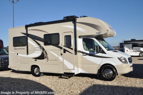 10-11-18 &lt;a href=&quot;http://www.mhsrv.com/thor-motor-coach/&quot;&gt;&lt;img src=&quot;http://www.mhsrv.com/images/sold-thor.jpg&quot; width=&quot;383&quot; height=&quot;141&quot; border=&quot;0&quot;&gt;&lt;/a&gt;  MSRP $124,668. The Quantum Class C RV Model RT24 for sale at Motor Home Specialist; the #1 Volume Selling Motor Home Dealership in the World. This beautiful is approximately 25 feet 8 inches in length with a driver’s side slide, instant tankless water heater, 3.0L V6 Mercedes engine with 188HP and a Mercedes Benz Sprinter chassis. Options include the Platinum package which features roller shades, solid surface kitchen countertop, exterior shower, backup camera with monitor and upgraded wheel liners. Additional options include a bedroom TV, theater seats, child safety tether, 12V attic fan, cab over safety net, upgraded A/C, second auxiliary battery, electric stabilizing system and a 3.2KW Onan diesel generator. The Quantum Sprinter RV has an incredible list of standard features including deluxe heated/remote exterior mirrors, exterior entertainment center, double door refrigerator, 3 burner cooktop, convection microwave, fiberglass front cap with skylight, power patio awning with LED lighting, roof ladder, exterior grab handle, electric entry step, keyless entry system, dash applique, LED lighting, full extension metal ball-bearing drawer guides, exterior shower and much more. For more complete details on this unit and our entire inventory including brochures, window sticker, videos, photos, reviews &amp; testimonials as well as additional information about Motor Home Specialist and our manufacturers please visit us at MHSRV.com or call 800-335-6054. At Motor Home Specialist, we DO NOT charge any prep or orientation fees like you will find at other dealerships. All sale prices include a 200-point inspection, interior &amp; exterior wash, detail service and a fully automated high-pressure rain booth test and coach wash that is a standout service unlike that of any other in the industry. You will also receive a thorough coach orientation with an MHSRV technician, an RV Starter&#39;s kit, a night stay in our delivery park featuring landscaped and covered pads with full hook-ups and much more! Read Thousands upon Thousands of 5-Star Reviews at MHSRV.com and See What They Had to Say About Their Experience at Motor Home Specialist. WHY PAY MORE?... WHY SETTLE FOR LESS?