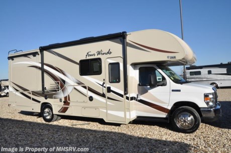 11-12-18 &lt;a href=&quot;http://www.mhsrv.com/thor-motor-coach/&quot;&gt;&lt;img src=&quot;http://www.mhsrv.com/images/sold-thor.jpg&quot; width=&quot;383&quot; height=&quot;141&quot; border=&quot;0&quot;&gt;&lt;/a&gt;   MSRP $107,783. The new 2018 Thor Motor Coach Four Winds Class C RV 28E model is approximately 28 feet 7 inches in length with a Ford E-450 chassis, Ford Triton V-10 engine &amp; an 8,000-lb. trailer hitch. New features for 2018 include solar wiring prep, exterior lights on all storage compartments, interior step light into bedroom, lighted battery disconnect switch, stainless steel lav bowl, bathroom vanity height raised, new slide-out Fascia and more. Options include the beautiful HD-Max exterior color, bedroom TV, exterior TV, convection microwave, leatherette sofa, leatherette booth dinette, child safety tether, attic fan, cabover child safety net, upgraded A/C, exterior shower, second auxiliary battery, electric stabilizing system, heated remote exterior mirrors with side cameras, leatherette driver &amp; passenger chairs, cockpit carpet mat and dash applique. The Four Winds RV has an incredible list of standard features including heated tanks, power windows and locks, power patio awning with integrated LED lighting, roof ladder, in-dash media center AM/FM &amp; Bluetooth, oven, power vent in bath, skylight above shower, Onan generator, auto transfer switch, cab A/C, auxiliary battery (2 aux. batteries on 31 W model) and much more. For more complete details on this unit and our entire inventory including brochures, window sticker, videos, photos, reviews &amp; testimonials as well as additional information about Motor Home Specialist and our manufacturers please visit us at MHSRV.com or call 800-335-6054. At Motor Home Specialist, we DO NOT charge any prep or orientation fees like you will find at other dealerships. All sale prices include a 200-point inspection, interior &amp; exterior wash, detail service and a fully automated high-pressure rain booth test and coach wash that is a standout service unlike that of any other in the industry. You will also receive a thorough coach orientation with an MHSRV technician, an RV Starter&#39;s kit, a night stay in our delivery park featuring landscaped and covered pads with full hook-ups and much more! Read Thousands upon Thousands of 5-Star Reviews at MHSRV.com and See What They Had to Say About Their Experience at Motor Home Specialist. WHY PAY MORE?... WHY SETTLE FOR LESS?