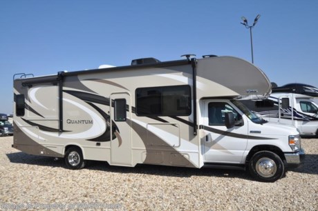 4-6-18 &lt;a href=&quot;http://www.mhsrv.com/thor-motor-coach/&quot;&gt;&lt;img src=&quot;http://www.mhsrv.com/images/sold-thor.jpg&quot; width=&quot;383&quot; height=&quot;141&quot; border=&quot;0&quot;&gt;&lt;/a&gt; MSRP $118,077.  New 2018 Thor Motor Coach Quantum Class C RV Model RW28 for sale at Motor Home Specialist; the #1 Volume Selling Motor Home Dealership in the World. This beautiful is approximately 30 feet 2 inches in length with two slides, glass door shower, large LED TV on a swivel with Blu-Ray player, exterior entertainment center, Ford E-450 chassis and a Ford Triton V-10 engine. New features for 2018 include a tankless hot water heater, interior step light into bedroom, lighted battery disconnect switch, stainless steel lavatory bowls, bathroom vanity heights raised, Winegard Rayar antenna, solar wiring prep, exterior lights on all storage compartments and much more. Options include the Platinum package which features roller shades, solid surface kitchen countertop, exterior shower, backup camera with monitor and upgraded wheel liners. Additional options include the beautiful partial paint exterior, a bedroom TV, convection microwave, 3 burner range, child safety tether, 12V attic vent, cabover child safety net, upgraded A/C, heated holding tanks, electric stabilizing system and a cockpit carpet mat. The Quantum Class C RV has an incredible list of standard features including beautiful hardwood cabinets, a cabover loft with skylight (N/A with cabover entertainment center), dash applique, power windows and locks, power patio awning with integrated LED lighting, roof ladder, in-dash media center, Onan generator, cab A/C, battery disconnect switch and much more. For more complete details on this unit and our entire inventory including brochures, window sticker, videos, photos, reviews &amp; testimonials as well as additional information about Motor Home Specialist and our manufacturers please visit us at MHSRV.com or call 800-335-6054. At Motor Home Specialist, we DO NOT charge any prep or orientation fees like you will find at other dealerships. All sale prices include a 200-point inspection, interior &amp; exterior wash, detail service and a fully automated high-pressure rain booth test and coach wash that is a standout service unlike that of any other in the industry. You will also receive a thorough coach orientation with an MHSRV technician, an RV Starter&#39;s kit, a night stay in our delivery park featuring landscaped and covered pads with full hook-ups and much more! Read Thousands upon Thousands of 5-Star Reviews at MHSRV.com and See What They Had to Say About Their Experience at Motor Home Specialist. WHY PAY MORE?... WHY SETTLE FOR LESS?