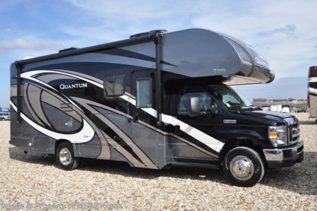 8-20-18 &lt;a href=&quot;http://www.mhsrv.com/thor-motor-coach/&quot;&gt;&lt;img src=&quot;http://www.mhsrv.com/images/sold-thor.jpg&quot; width=&quot;383&quot; height=&quot;141&quot; border=&quot;0&quot;&gt;&lt;/a&gt;      MSRP $121,851.  New 2018 Thor Motor Coach Quantum Class C RV Model RC25 is approximately 26 feet 3 inches in length with a driver’s side slide, electric stabilizing system, swivel driver &amp; passenger chairs, large LED TV on a swivel with Blu-Ray player, Ford E-450 chassis and a Ford Triton V-10 engine. New features for 2018 include a tankless hot water heater, interior step light into bedroom, lighted battery disconnect switch, stainless steel lavatory bowls, bathroom vanity heights raised, Winegard Rayar antenna, solar wiring prep, exterior lights on all storage compartments and much more. Options include the Platinum package which features roller shades, solid surface kitchen countertop, exterior shower, backup camera with monitor and upgraded wheel liners. Additional options include the beautiful full body paint exterior, bedroom TV, exterior entertainment center, convection microwave, 3 burner range with oven, child safety tether, 12V attic vent, cabover child safety net, upgraded A/C, heated holding tanks, second auxiliary battery, heated remote exterior mirrors with integrated side view cameras, power driver&#39;s seat and a cockpit carpet mat. The Quantum Class C RV has an incredible list of standard features including beautiful hardwood cabinets, a cabover loft with skylight (N/A with cabover entertainment center), dash applique, power windows and locks, power patio awning with integrated LED lighting, roof ladder, in-dash media center, Onan generator, cab A/C, battery disconnect switch and much more. For more complete details on this unit and our entire inventory including brochures, window sticker, videos, photos, reviews &amp; testimonials as well as additional information about Motor Home Specialist and our manufacturers please visit us at MHSRV.com or call 800-335-6054. At Motor Home Specialist, we DO NOT charge any prep or orientation fees like you will find at other dealerships. All sale prices include a 200-point inspection, interior &amp; exterior wash, detail service and a fully automated high-pressure rain booth test and coach wash that is a standout service unlike that of any other in the industry. You will also receive a thorough coach orientation with an MHSRV technician, an RV Starter&#39;s kit, a night stay in our delivery park featuring landscaped and covered pads with full hook-ups and much more! Read Thousands upon Thousands of 5-Star Reviews at MHSRV.com and See What They Had to Say About Their Experience at Motor Home Specialist. WHY PAY MORE?... WHY SETTLE FOR LESS?
