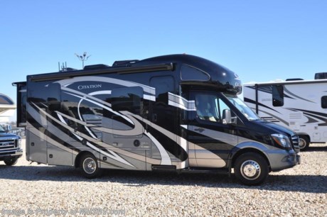 9-18-18 &lt;a href=&quot;http://www.mhsrv.com/thor-motor-coach/&quot;&gt;&lt;img src=&quot;http://www.mhsrv.com/images/sold-thor.jpg&quot; width=&quot;383&quot; height=&quot;141&quot; border=&quot;0&quot;&gt;&lt;/a&gt;  MSRP $148,337. New 2018 Thor Motor Coach Chateau Citation Sprinter Diesel model 24SR is approximately 25 feet 7 inch in length with 2 slide-out rooms, Mercedes Benz 3500 chassis and a Mercedes V-6 diesel engine. New features for 2018 include a leather steering wheel with audio buttons, armless awning with light bar, Firefly Integrations Multiplex wiring control system, lighted battery disconnect switch, induction cooktop, kitchen countertop extension, exterior lights to all storage compartments and many more. This amazing RV includes the Summit package option which features touch screen dash radio with bluetooth &amp; navigation, sound system with sub, Mobile-Eye lane assist, side view cameras, upgraded front cockpit shade and a 100W solar panel. Additional optional equipment includes the beautiful full body paint exterior, attic fan in bedroom, A/C with heat pump, 3.2 diesel generator, second auxiliary battery and electric stabilizing system. The new Chateau Citation also features power windows &amp; locks, keyless entry, power vent, back up camera, 3-point seat belts, driver &amp; passenger airbags, heated remote side mirrors, fiberglass running boards, hitch, roof ladder, outside shower, electric step &amp; much more. For more complete details on this unit and our entire inventory including brochures, window sticker, videos, photos, reviews &amp; testimonials as well as additional information about Motor Home Specialist and our manufacturers please visit us at MHSRV.com or call 800-335-6054. At Motor Home Specialist, we DO NOT charge any prep or orientation fees like you will find at other dealerships. All sale prices include a 200-point inspection, interior &amp; exterior wash, detail service and a fully automated high-pressure rain booth test and coach wash that is a standout service unlike that of any other in the industry. You will also receive a thorough coach orientation with an MHSRV technician, an RV Starter&#39;s kit, a night stay in our delivery park featuring landscaped and covered pads with full hook-ups and much more! Read Thousands upon Thousands of 5-Star Reviews at MHSRV.com and See What They Had to Say About Their Experience at Motor Home Specialist. WHY PAY MORE?... WHY SETTLE FOR LESS?
