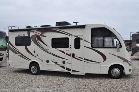 10-1-18 &lt;a href=&quot;http://www.mhsrv.com/thor-motor-coach/&quot;&gt;&lt;img src=&quot;http://www.mhsrv.com/images/sold-thor.jpg&quot; width=&quot;383&quot; height=&quot;141&quot; border=&quot;0&quot;&gt;&lt;/a&gt;  
MSRP $114,308. Thor Motor Coach has done it again with the world&#39;s first RUV! (Recreational Utility Vehicle) Check out the New 2018 Thor Motor Coach Axis RUV Model 24.1 with slide-out room and two beds that convert to a large bed! The Axis combines Style, Function, Affordability &amp; Innovation like no other RV available in the industry today! It is powered by a Ford Triton V-10 engine and is approximately 25 feet 6 inches in length. Taking superior drivability even one step further, the Axis will also feature something normally only found in a high-end luxury diesel pusher motor coach... an Independent Front Suspension system! With a style all its own the Axis will provide superior handling and fuel economy and appeal to couples &amp; family RVers as well. You will also find another full size power drop down loft above the cockpit, spacious living room and even pass-through exterior storage. Optional equipment includes the HD-Max colored sidewalls and holding tanks with heat pads. New features for 2018 include euro-style cabinet doors with soft close hidden hinges, numerous d&#233;cor updates, attic fan with vent cover mad standard, 15K BTU A/C, larger galley windows, 2 burner gas cooktop, below counter convection microwave, stainless steel galley sink, bathroom vanity heights raised, LED accent lighting throughout, roller shades, new front cap, armless awning, LED running lights and many more. You will also be pleased to find a host of feature appointments that include tinted and frameless windows, power patio awning with LED lights, living room TV, LED ceiling lights, Onan generator, water heater, power and heated mirrors with integrated side-view cameras, back-up camera, 8,000 lb. trailer hitch, spacious cockpit design with unparalleled visibility as well as a fold out map/laptop table and an additional cab table that can easily be stored when traveling.  For more complete details on this unit and our entire inventory including brochures, window sticker, videos, photos, reviews &amp; testimonials as well as additional information about Motor Home Specialist and our manufacturers please visit us at MHSRV.com or call 800-335-6054. At Motor Home Specialist, we DO NOT charge any prep or orientation fees like you will find at other dealerships. All sale prices include a 200-point inspection, interior &amp; exterior wash, detail service and a fully automated high-pressure rain booth test and coach wash that is a standout service unlike that of any other in the industry. You will also receive a thorough coach orientation with an MHSRV technician, an RV Starter&#39;s kit, a night stay in our delivery park featuring landscaped and covered pads with full hook-ups and much more! Read Thousands upon Thousands of 5-Star Reviews at MHSRV.com and See What They Had to Say About Their Experience at Motor Home Specialist. WHY PAY MORE?... WHY SETTLE FOR LESS?