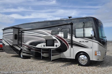 6-15-18 &lt;a href=&quot;http://www.mhsrv.com/thor-motor-coach/&quot;&gt;&lt;img src=&quot;http://www.mhsrv.com/images/sold-thor.jpg&quot; width=&quot;383&quot; height=&quot;141&quot; border=&quot;0&quot;&gt;&lt;/a&gt;  Used Thor Motor Coach RV for Sale- 2017 Thor Motor Coach Outlaw 38RE Bath &amp; 1/2 with 3 slides and 21,555 miles. This RV is approximately 39 feet 4 inches in length and features a Ford V10 engine, Ford chassis, power privacy shades, power mirrors with heat, 5.5KW Onan generator, dual power patio awnings, slide-out room toppers, electric &amp; gas water heater, pass-thru storage with side swing baggage doors, aluminum wheels, black tank rinsing system, exterior shower, 8K lb. hitch, automatic hydraulic leveling system, 3 camera monitoring system, exterior entertainment center, inverter, soft touch ceilings, booth converts to sleeper, dual pane windows, solar/black-out shades, ceiling fan, fireplace, microwave, 3 burner range with oven, solid surface counter, sink covers, residential refrigerator, glass door shower, king size bed, cab over loft, 3 flat panel TV&#39;s, 2 ducted A/Cs and much more. For additional information and photos please visit Motor Home Specialist at www.MHSRV.com or call 800-335-6054.