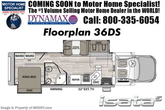 2019 Dynamax Corp Isata 5 Series 36DS Super C RV for Sale W/8KW Dsl. Gen, Sat Floorplan