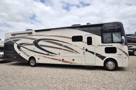 9-18-18 &lt;a href=&quot;http://www.mhsrv.com/thor-motor-coach/&quot;&gt;&lt;img src=&quot;http://www.mhsrv.com/images/sold-thor.jpg&quot; width=&quot;383&quot; height=&quot;141&quot; border=&quot;0&quot;&gt;&lt;/a&gt;   MSRP $153,391. New 2019 Thor Motor Coach Hurricane 35M Bath &amp; 1/2 is approximately 36 feet 9 inches in length with two slides, king size bed, exterior TV, Ford Triton V-10 engine and automatic leveling jacks. Some of the many new features coming to the 2019 Hurricane include not only exterior &amp; interior styling updates but also the Firefly Multiplex wiring control system, 10” touchscreen radio &amp; monitor, Wi-Fi extender, stainless steel galley sink, a 360 Siphon Vent, soundbar in the exterior entertainment center and much more. This unit features the optional partial paint exterior and child safety tether. The Thor Motor Coach Hurricane RV also features a tinted one piece windshield, heated and enclosed underbelly, black tank flush, LED ceiling lighting, bedroom TV, LED running and marker lights, power driver&#39;s seat, power overhead loft, raised bathroom vanity, frameless windows, power patio awning with LED lighting, night shades, flush covered glass stovetop, kitchen backsplash, refrigerator, microwave and much more. For more complete details on this unit and our entire inventory including brochures, window sticker, videos, photos, reviews &amp; testimonials as well as additional information about Motor Home Specialist and our manufacturers please visit us at MHSRV.com or call 800-335-6054. At Motor Home Specialist, we DO NOT charge any prep or orientation fees like you will find at other dealerships. All sale prices include a 200-point inspection, interior &amp; exterior wash, detail service and a fully automated high-pressure rain booth test and coach wash that is a standout service unlike that of any other in the industry. You will also receive a thorough coach orientation with an MHSRV technician, an RV Starter&#39;s kit, a night stay in our delivery park featuring landscaped and covered pads with full hook-ups and much more! Read Thousands upon Thousands of 5-Star Reviews at MHSRV.com and See What They Had to Say About Their Experience at Motor Home Specialist. WHY PAY MORE?... WHY SETTLE FOR LESS?