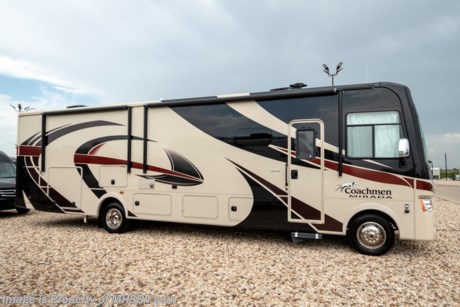 7-23-18 &lt;a href=&quot;http://www.mhsrv.com/coachmen-rv/&quot;&gt;&lt;img src=&quot;http://www.mhsrv.com/images/sold-coachmen.jpg&quot; width=&quot;383&quot; height=&quot;141&quot; border=&quot;0&quot;&gt;&lt;/a&gt;  MSRP $151,791. New 2019 Coachmen Mirada Model 35KB. This RV measures approximately 36 feet 10 inches in length and features a large living area, large wardrobe, hardwood cabinet doors and solid surface kitchen counter top. The 2019 Mirada has been upgraded with not only stunning exterior graphics &amp; full body paint but also updated interiors, new backsplashes, new interior solid surface countertop, solid surface dinette table and an upgraded 8,000 lb. hitch. Options include the beautiful partial paint exterior, power drop down bunk, stainless steel appliance package with oven &amp; microwave, LCD TV in the galley, (2)15,000 BTU A/Cs with heat pump, exterior entertainment center and Travel Easy Roadside Assistance. A few standard features that help to set the Mirada apart include reclining/swivel pilot seats, solar privacy shades throughout, power windshield shade, flush mounted 3 burner range with oven, tile backsplash, glass door shower, Onan generator, automatic transfer switch for easy set-up, pass-thru storage, 3 camera monitoring system, automatic leveling jacks and much more. For more complete details on this unit and our entire inventory including brochures, window sticker, videos, photos, reviews &amp; testimonials as well as additional information about Motor Home Specialist and our manufacturers please visit us at MHSRV.com or call 800-335-6054. At Motor Home Specialist, we DO NOT charge any prep or orientation fees like you will find at other dealerships. All sale prices include a 200-point inspection, interior &amp; exterior wash, detail service and a fully automated high-pressure rain booth test and coach wash that is a standout service unlike that of any other in the industry. You will also receive a thorough coach orientation with an MHSRV technician, an RV Starter&#39;s kit, a night stay in our delivery park featuring landscaped and covered pads with full hook-ups and much more! Read Thousands upon Thousands of 5-Star Reviews at MHSRV.com and See What They Had to Say About Their Experience at Motor Home Specialist. WHY PAY MORE?... WHY SETTLE FOR LESS?
